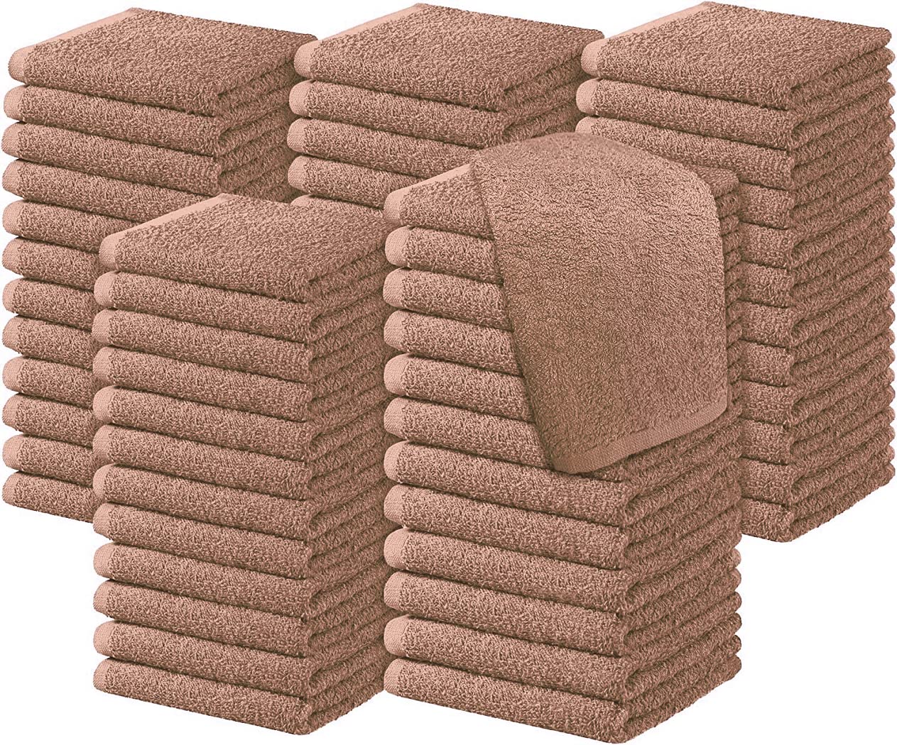Diamond Tex Pack of 6, 12, 24, 36, 48, 96 Face Cloth 100% Egyptian Cotton Soft Flannels Set Quick Absorbent Washcloth 500-GSM Gym, Golf Hand Wash Towels 30x30cm (Latte, 36)