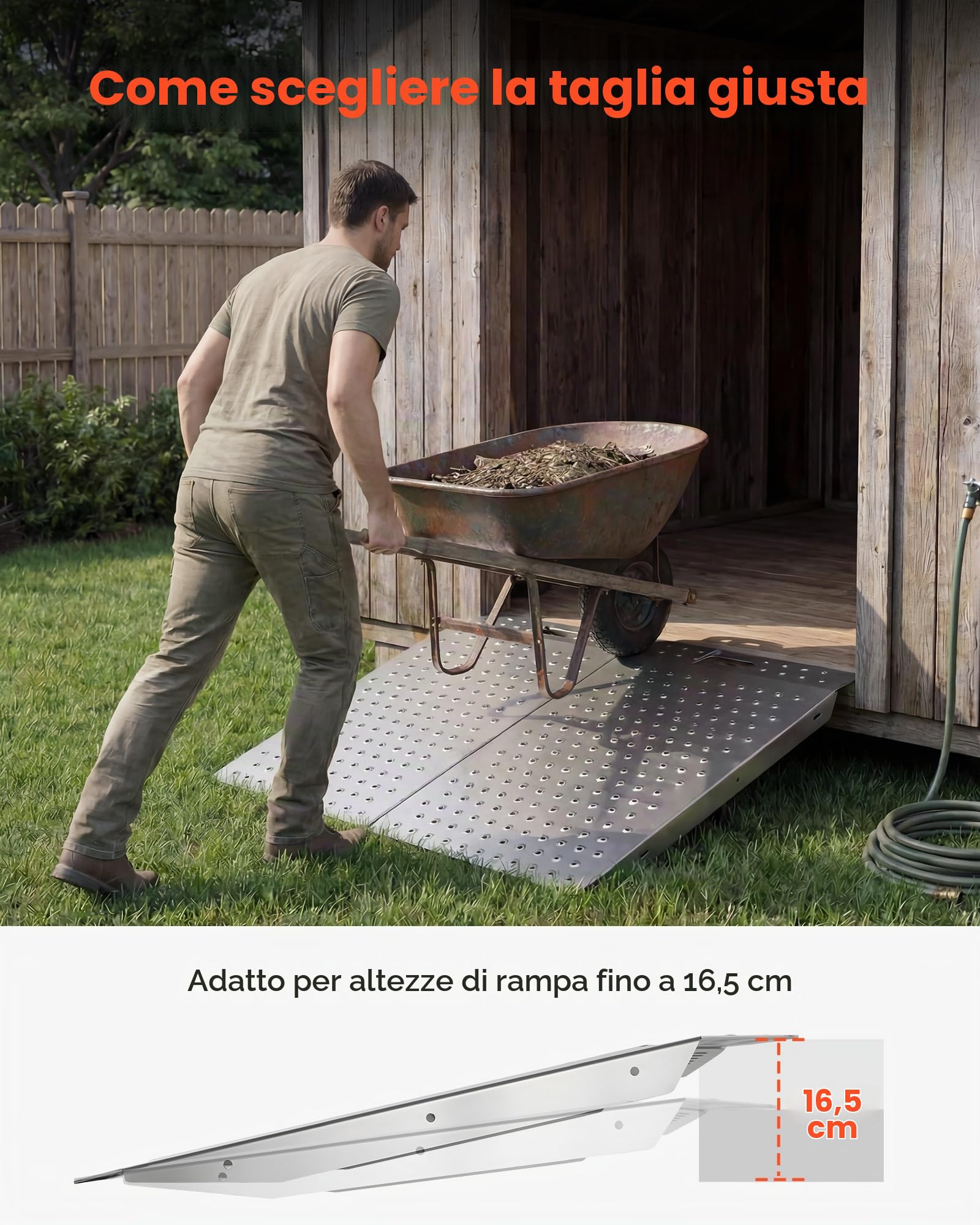 VEVOR Rampa per Soglia della Porta, 75 x 61,7 cm, Rampa per Sedia a Rotelle in Alluminio Robusto, Portata Massima 340 kg, Piattaforma Antiscivolo, per Gradini, Marciapiedi, Deambulatori e Carrelli