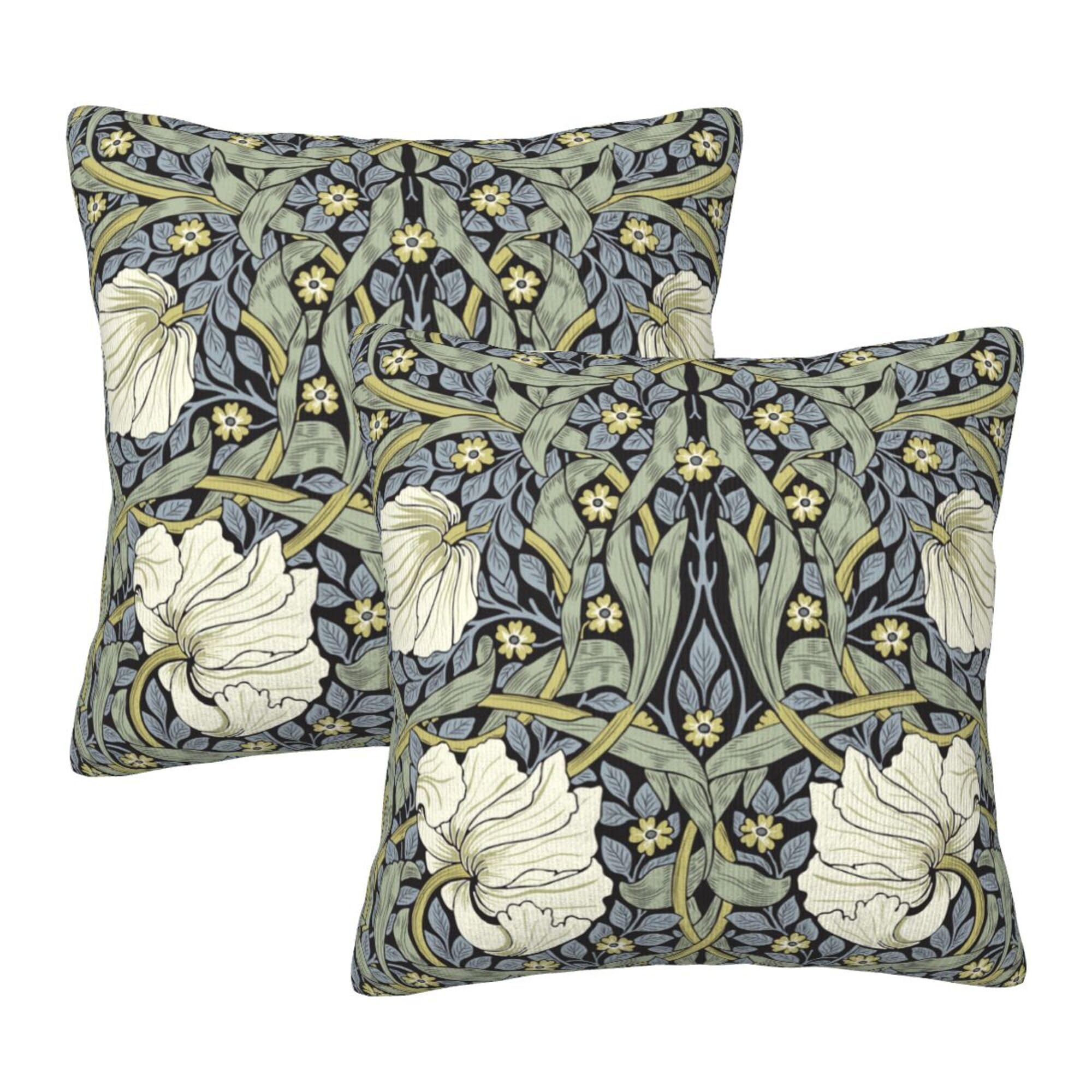 Keebik William Morris Pimpernel Throw Pillow Covers Set of 2 Cushion Covers for Couch Home Bed Living Room Decorative Pillow Cases 20x20 Inch