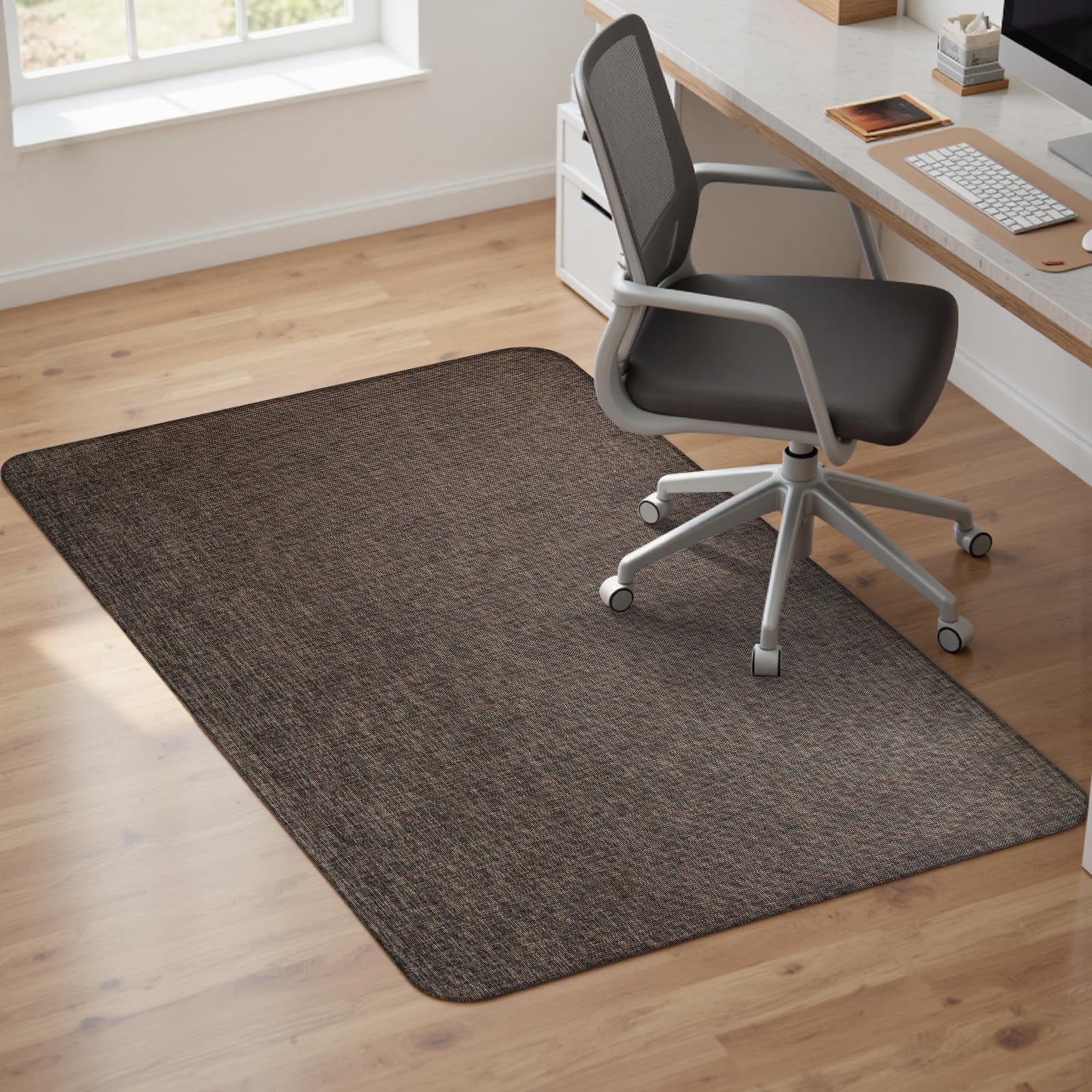 Sycoodeal Office Chair Mat for Hardwood &amp; Tile Floor,Computer Gaming Chair Mat for Rolling Chairs Non-Curve, Anti-Slip, Heavy Duty Floor Protector for Home Office,Dark Coffee (40" x 55")
