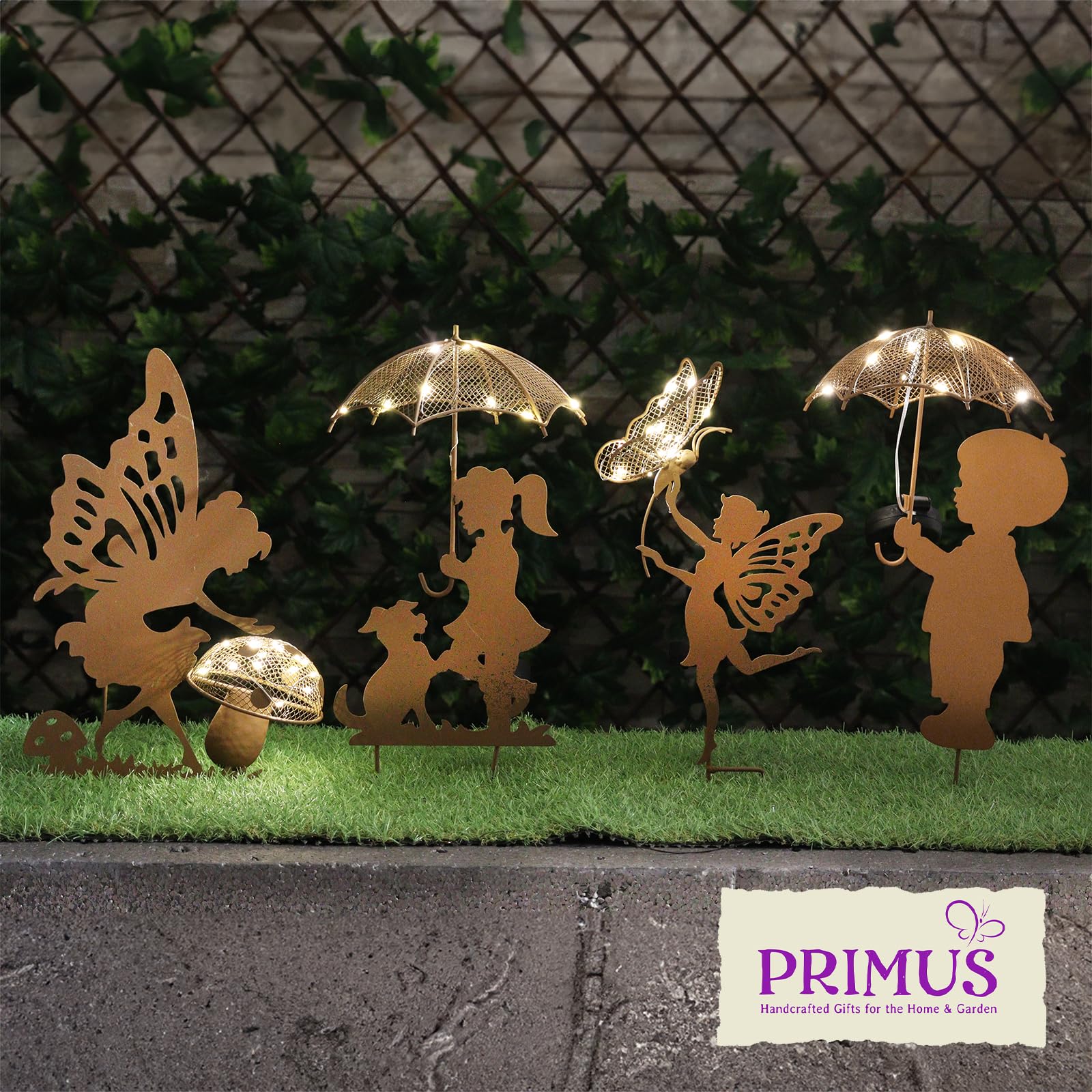 Primus Solar-Gartenstecker, Metall, Rost, 20 x 17,5 x 44 cm