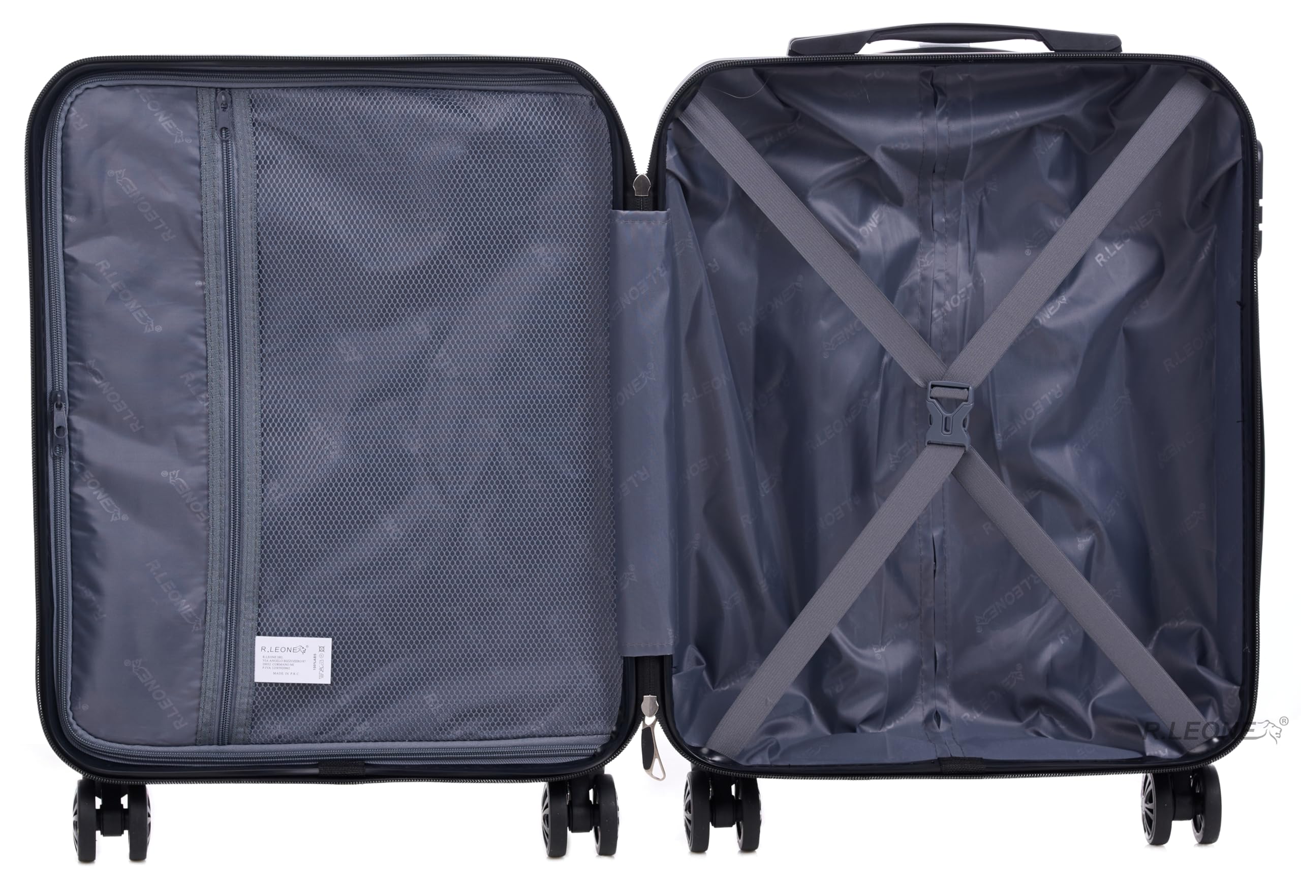R.Leone Valigia da 1 Fino a Set 3 Bagaglio a mano 55x40x20 Ryanair, Medio, Grande Ultra Resistente Trolley rigido leggero 8 ruote in ABS 2220 (Fucsia, S Bagaglio a mano)