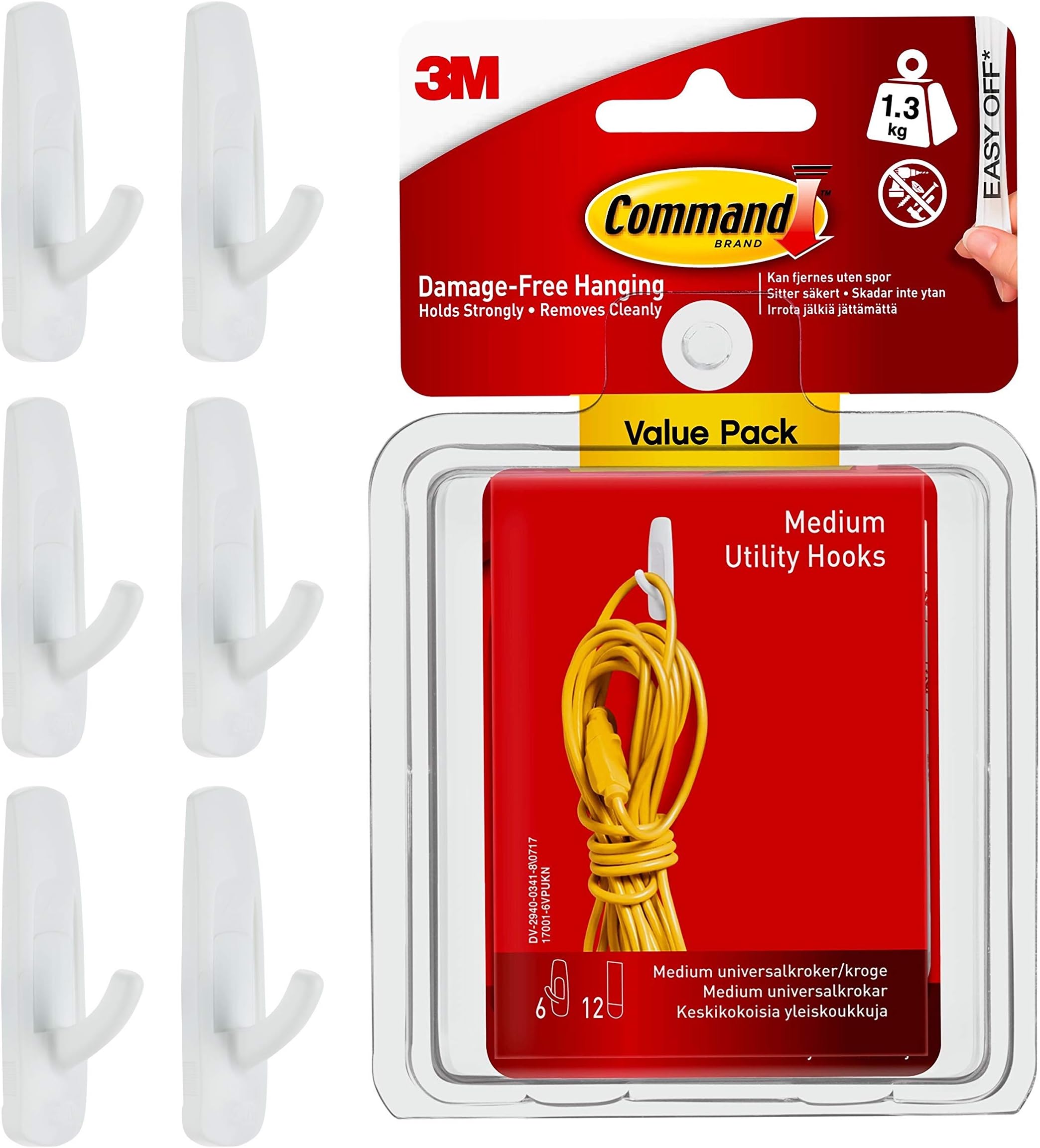 Command 17001-VP-6PK Value Pack Medium Utility, 6 Hooks, Diopter 1.5, 6 Count