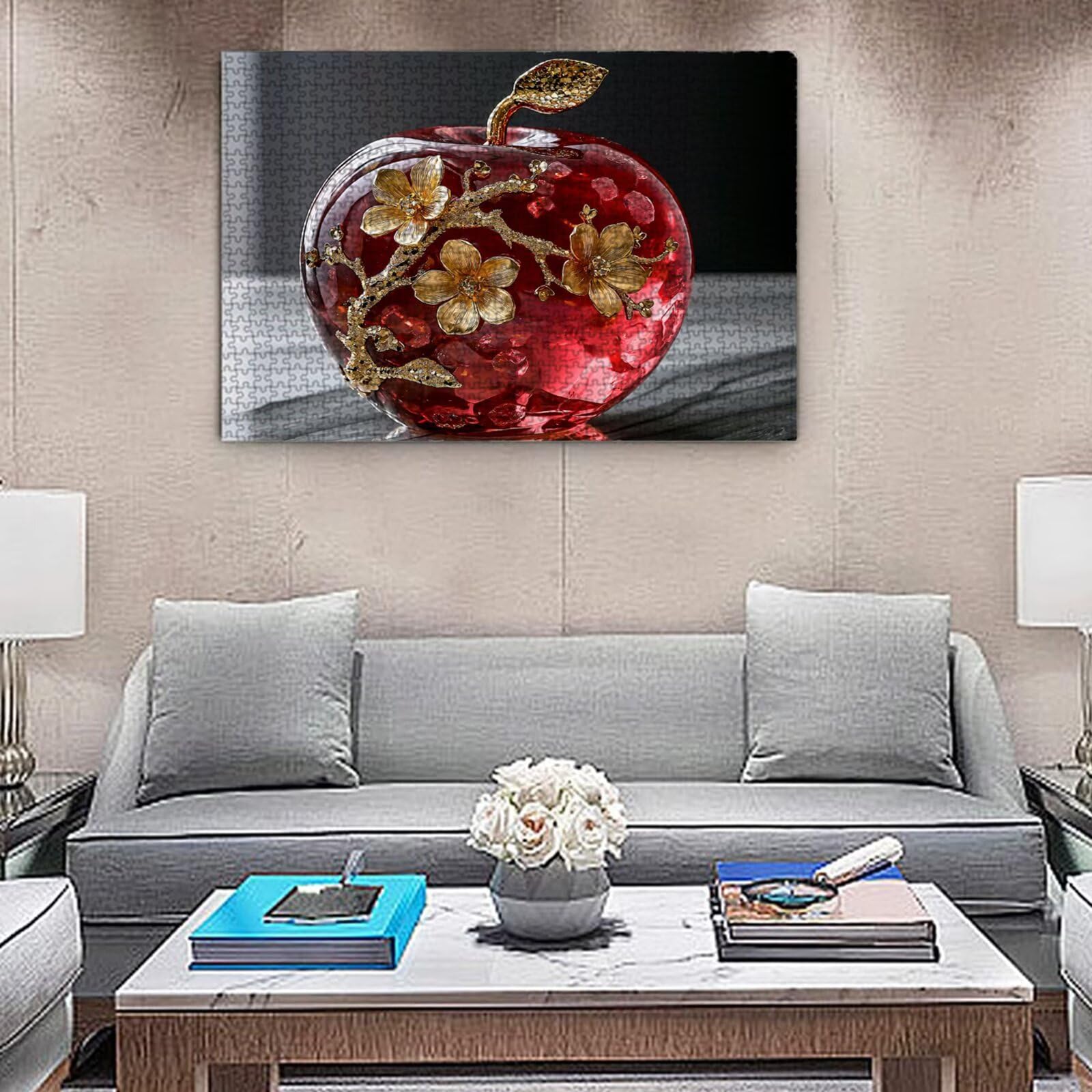 Puzzle układanki, 1000 sztuk klasycznych puzzli, jabłko puzzle relaks inteligencja, trudne trudne puzzle dla dorosłych trudne puzzle do gry rodzinnej, prezent dla przyjaciół miłość kwiaty 1 K0F781
