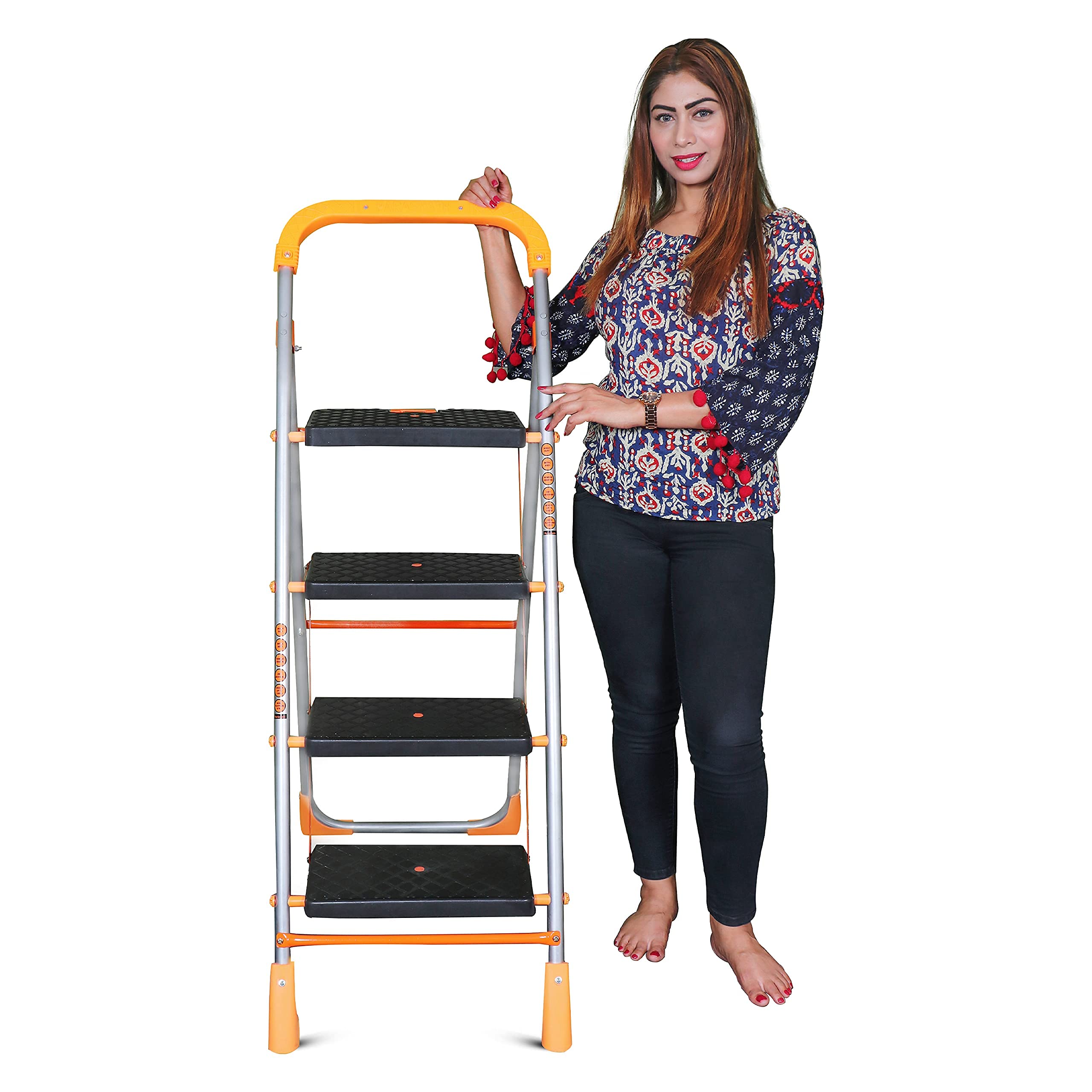 See full amazon price history chart for PARASNATH Alloy Steel 4 Step Orange Diamond Folding Ladder With Wide Steps 4 Steps 4.2 Ft Ladder - Made In India PARASNATH Alloy Steel 4 Step Orange Diamond Folding Ladder With Wide Steps 4 Steps 4.2 Ft Ladder - Made In India (B091MT41BZ) Amazon Price History, Amazon Price Tracker