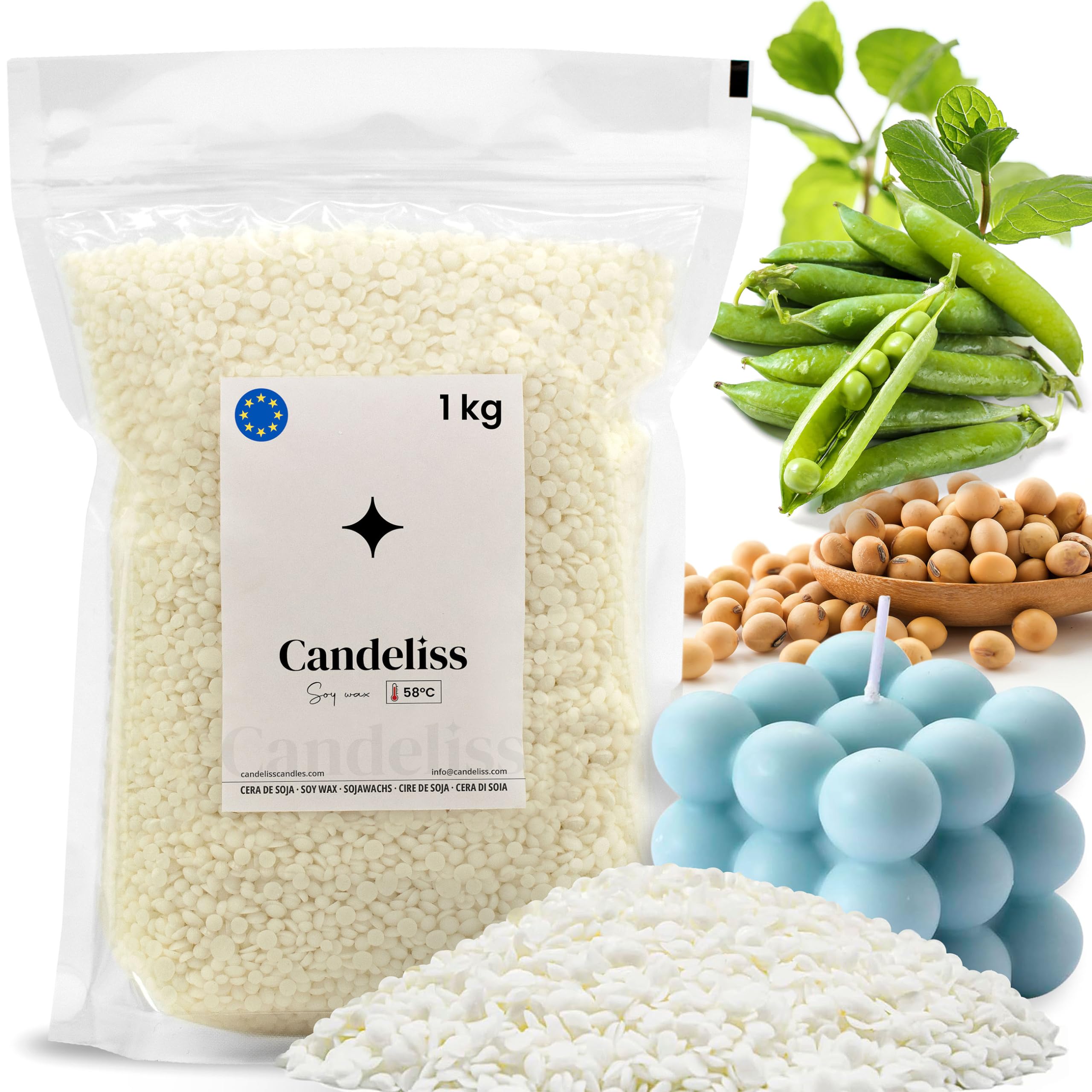 Cera Di Soia Naturale Per Candele - 1.8kg, 100% Biologica, Per Candele Fai Da Te E Profumate - Foto 4