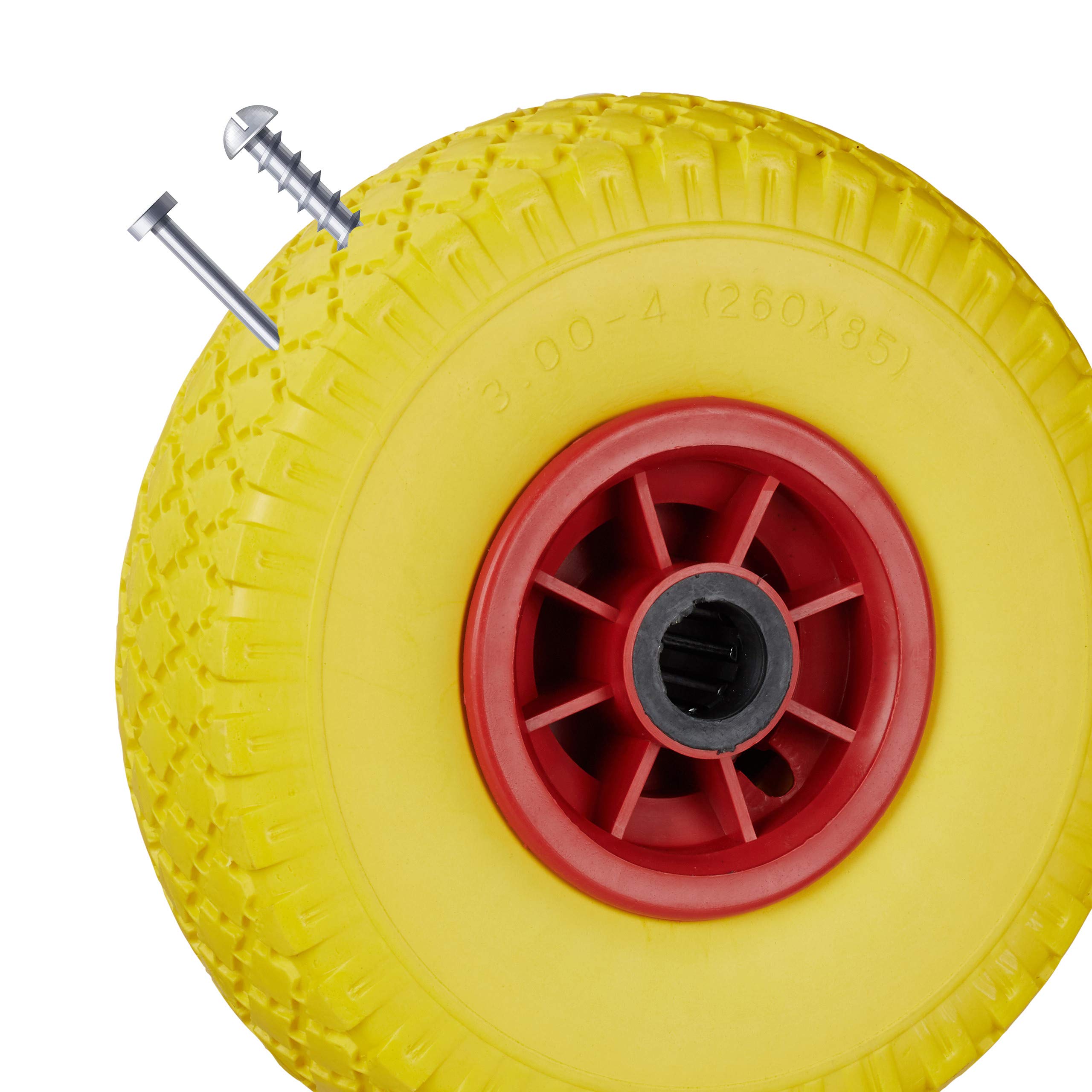 Relaxdays Sackkarrenrad 2er Set, pannensichere 3.00-4" Vollgummireifen, 25mm Achse, bis 80 kg, 260x85mm, versch. Farben