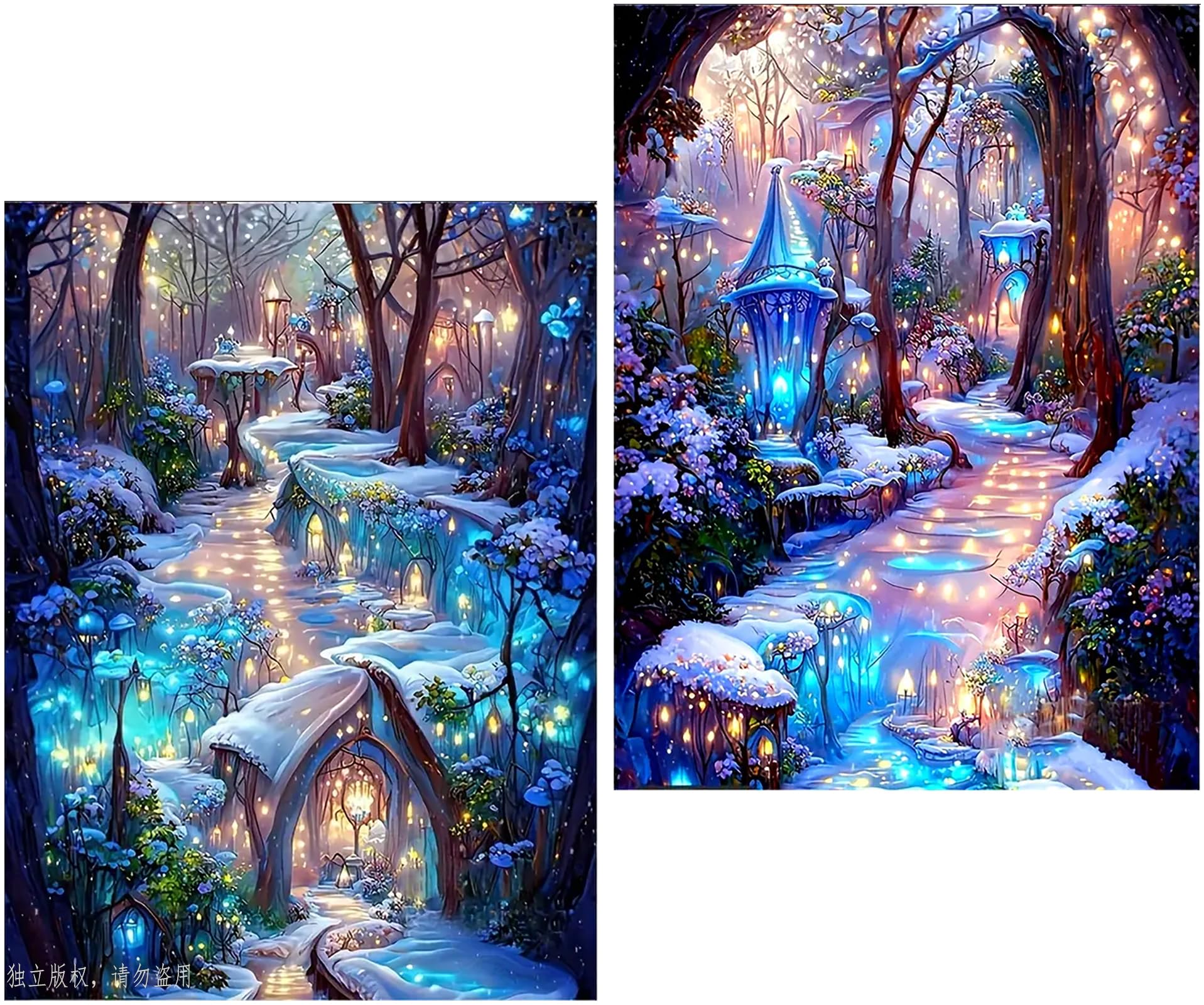 Amyaker ダイヤモンドアート キット 四角いビーズ 全面 2個セット ダイアモンドビーズ絵画キット DIY 手作り絵画 モザイクアート 5D モザイクアート ダイヤモンド塗装 全面貼り付けタイプ 30x40cm 夢幻ワンダーランド