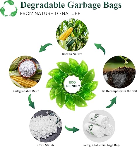 Miniatura 7 de Bolsas de basura pequeñas de 1.2 galones, bolsa de basura biodegradable de un galón, mini bolsas de basura compostables y fuertes para baño, bolsas