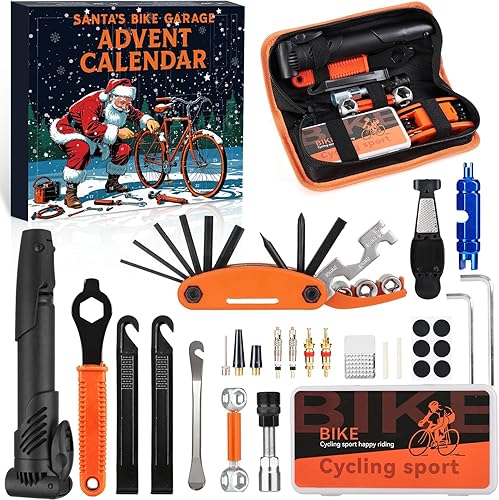 Herramienta de reparación de bicicletas, calendario de Adviento para adultos, hombres, adolescentes, niños, kit de reparación de bicicletas de 24