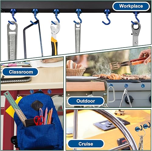 Miniatura 6 de VNDUEEY Paquete de 10 ganchos magnéticos azules, ganchos magnéticos de 22 libras resistentes, gancho magnético fuerte para colgar, imanes de
