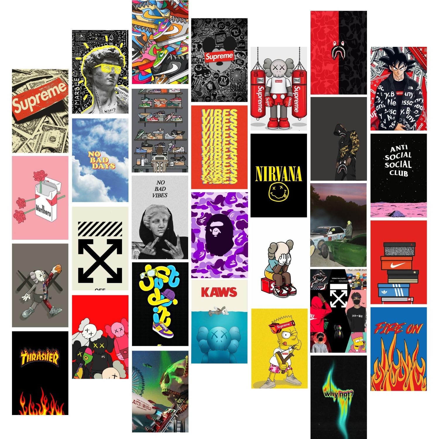 Kitty Cat Hypebeast Aesthetic Wall Collage Kit || 30 Unique Poster Set + Free Tape, 4x6in Each, Posters: Dorm, Hostel Essential, Aesthetic Room Decor (Hypebeast) (B0CR1VW5DW) Amazon Price History, Amazon Price Tracker