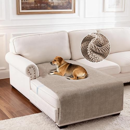 Miniatura 23 de Turquoize Funda de sofá de chenilla antideslizante para perros, funda gruesa y suave para sofá, fundas de cojín lavables para mascotas, protector de