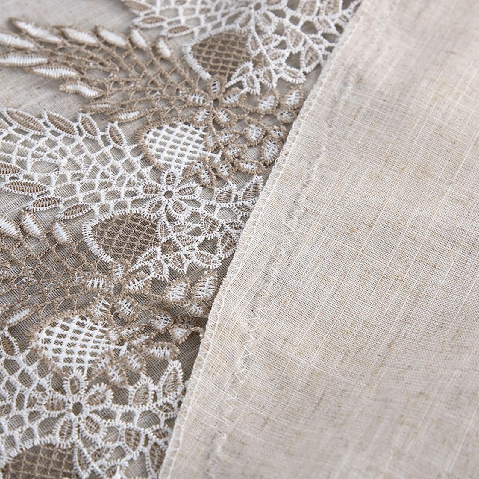 Nappe Table Ronde Beige en Lin pour Extérieur 150 cm