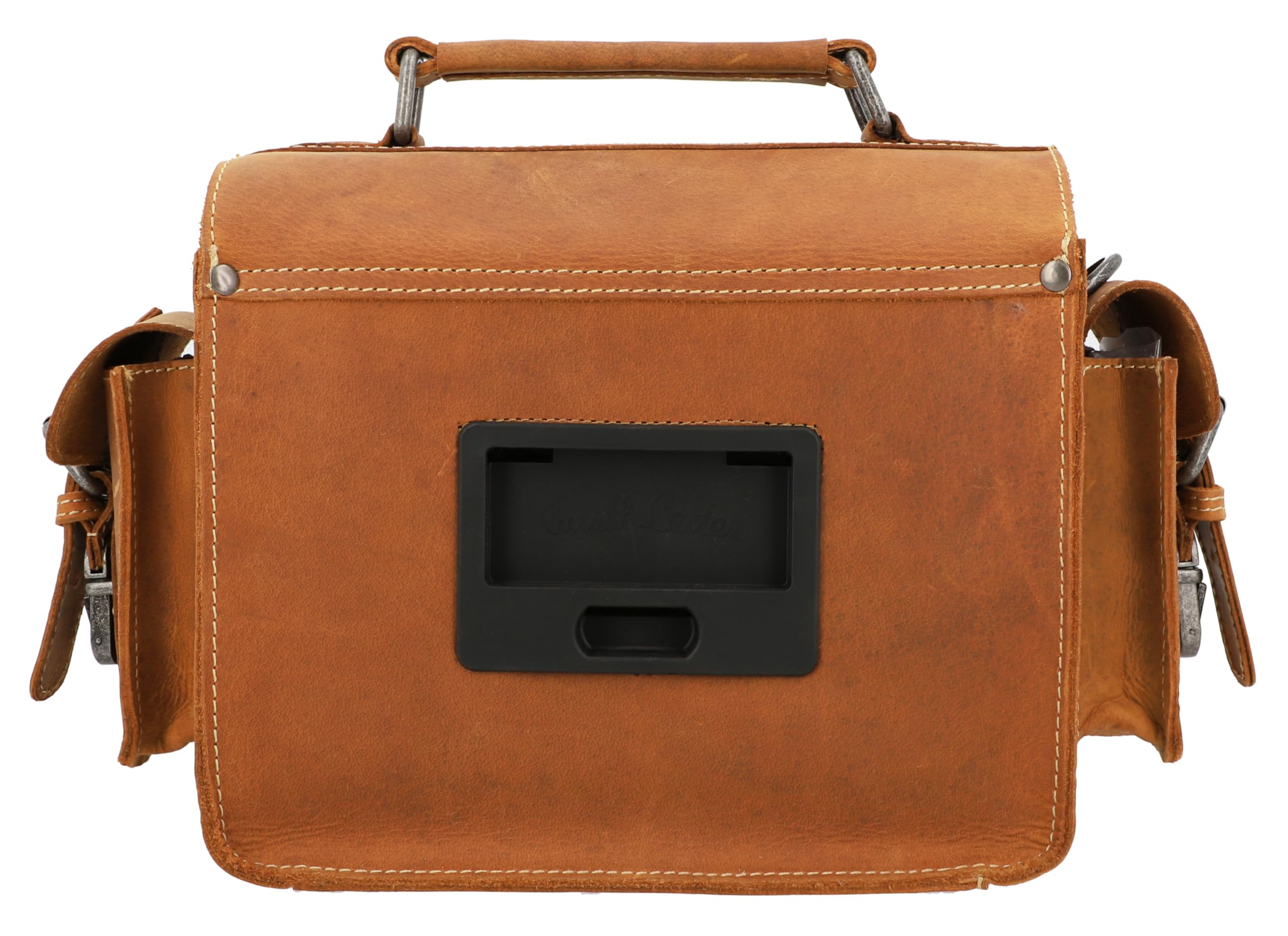 Gusti 2 in 1 Lenkertasche Leder - Gabriel Umhängetasche Fahrradtasche Tasche Ledertasche Vintage Braun Leder kompatibel mit KlickFix ohne Adapter