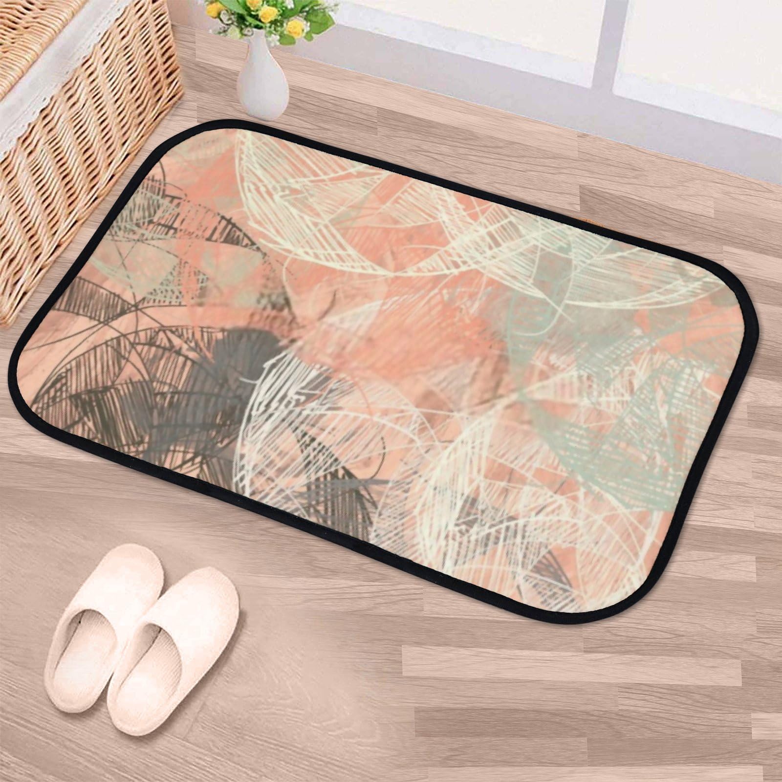Nuansexi Bathroom Rugs Abstract Painting Concrete Wall 2D Floor Mats Non Slip Bathmat Doormat Tub Mat Coral Velvet Absorbent Entrance Carpet Mats Machine Washable Bedroom Decor