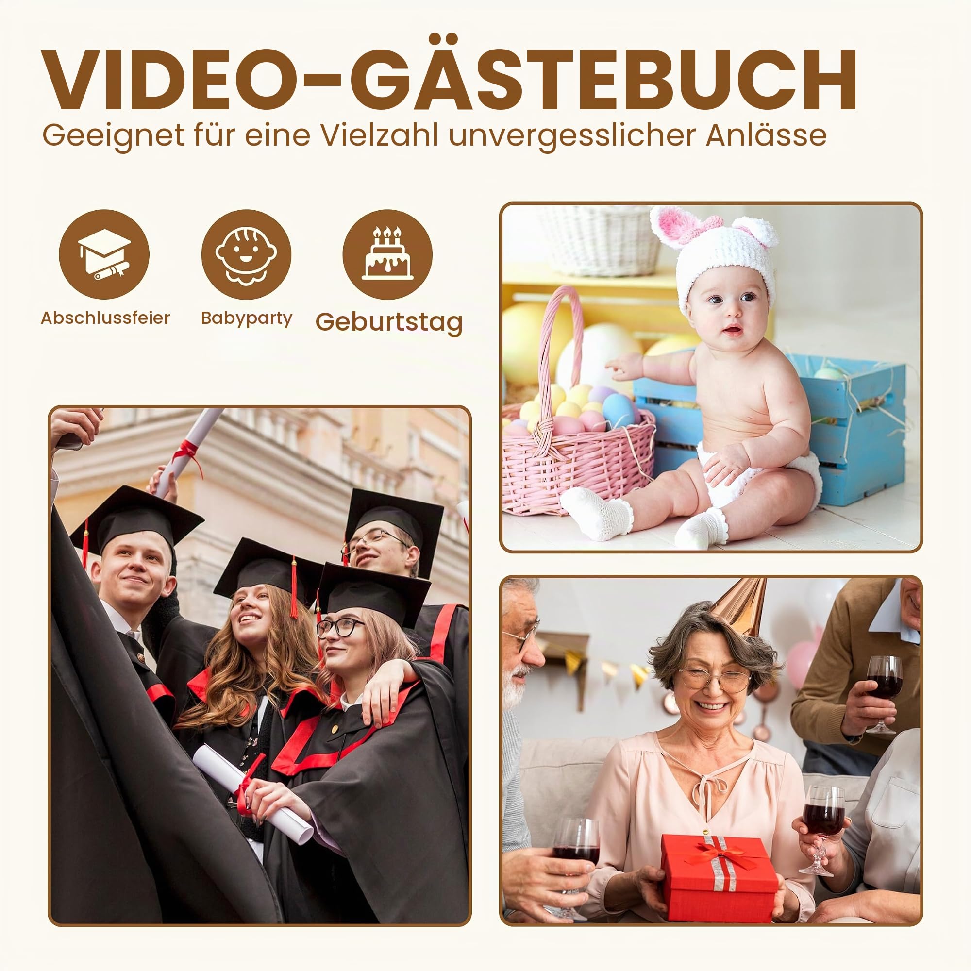 Video Gästebuch Hochzeit Telefon Festnetz (Art Deco, Retro Weiß)