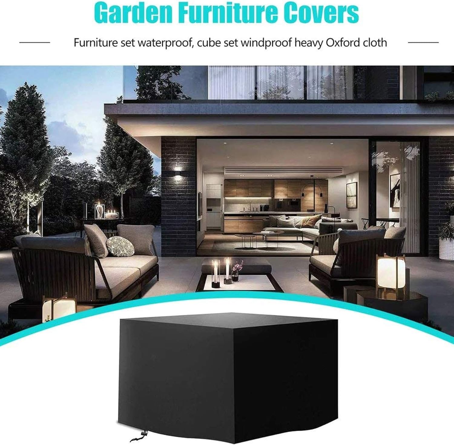Patio Furniture Covers Waterproof, Outdoor Furniture Cover Rectangle Heavy Duty Garden Table Cover Square Tear Resistance Outdoor Dining Set Covers -Black Oxford Fabric (36X36X36inch)