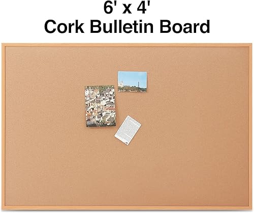 Miniatura 7 de Staples Tablero de anuncios de corcho duradero estándar, marco con acabado de roble, 4 pies x 3 pies (28337-CC)