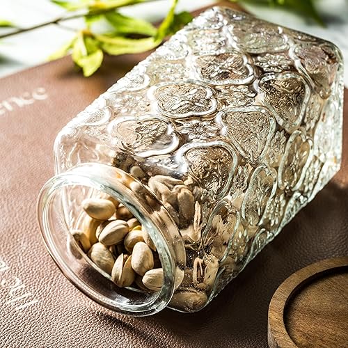 Miniatura 7 de Tarro de almacenamiento hermético de vidrio vintage, con tapa de madera hermética, recipientes de almacenamiento de alimentos de cocina, adecuado