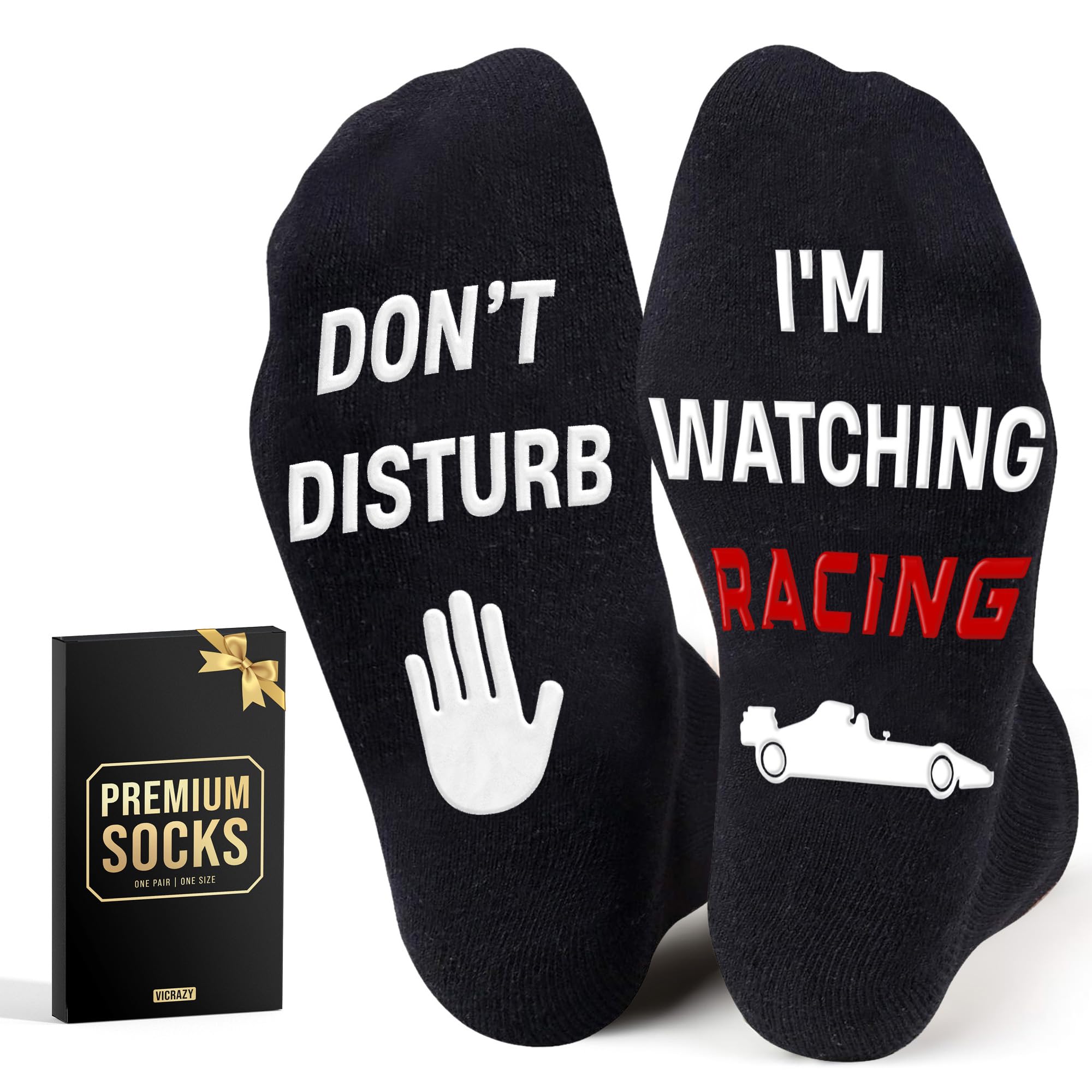 VICRAZY F1 Racing Car, Sport Car Socks for Men, Women - Formula 1 Gifts, Racing Socks, Stocking Stuffers for Men, Women
