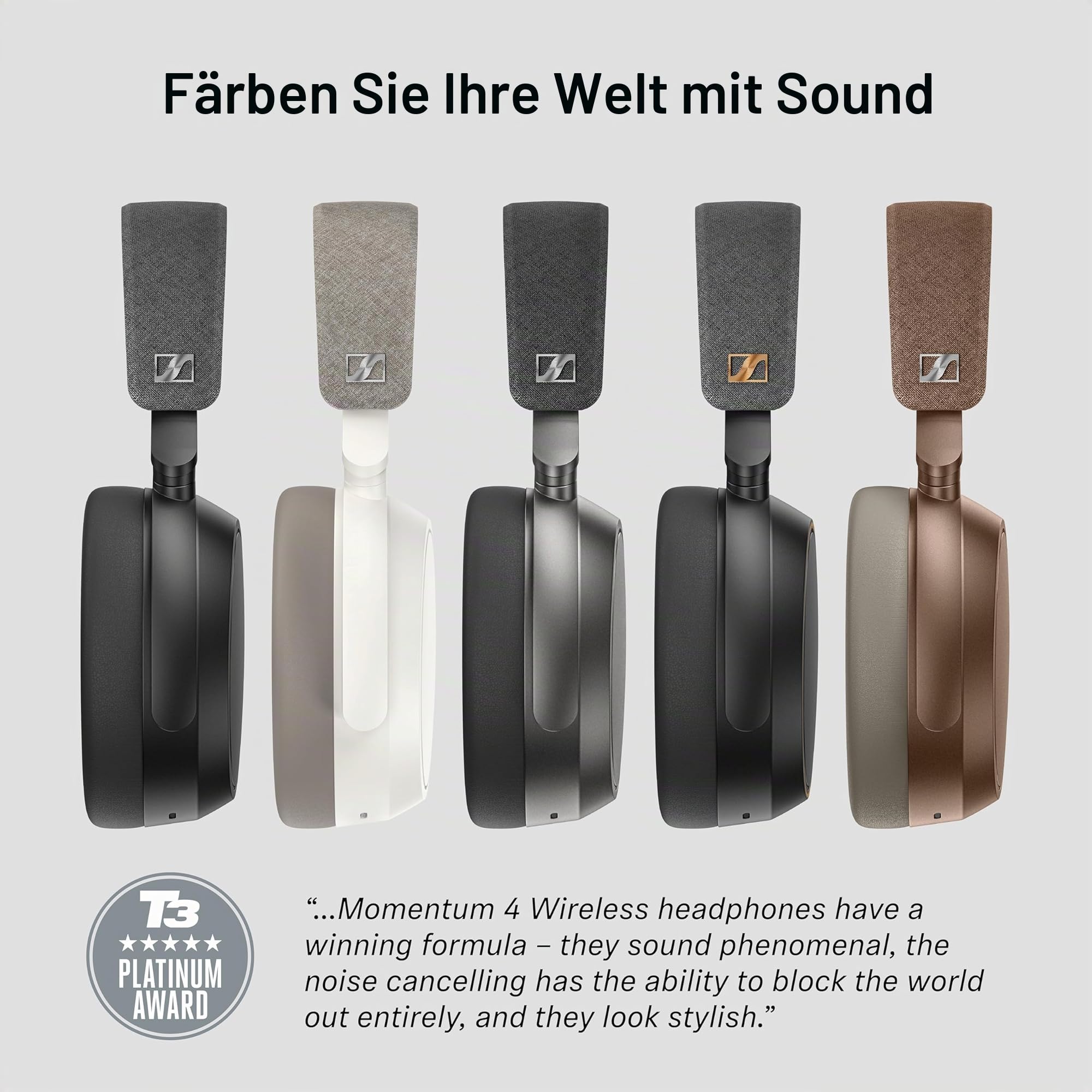 Sennheiser MOMENTUM 4 Wireless Noise Cancelling Headphones – Bluetooth Kopfhörer Headset für kristallklare Anrufe mit adaptiver Geräuschunterdrückung, Over-Ear, 60 h Akku, faltbar, Graphit