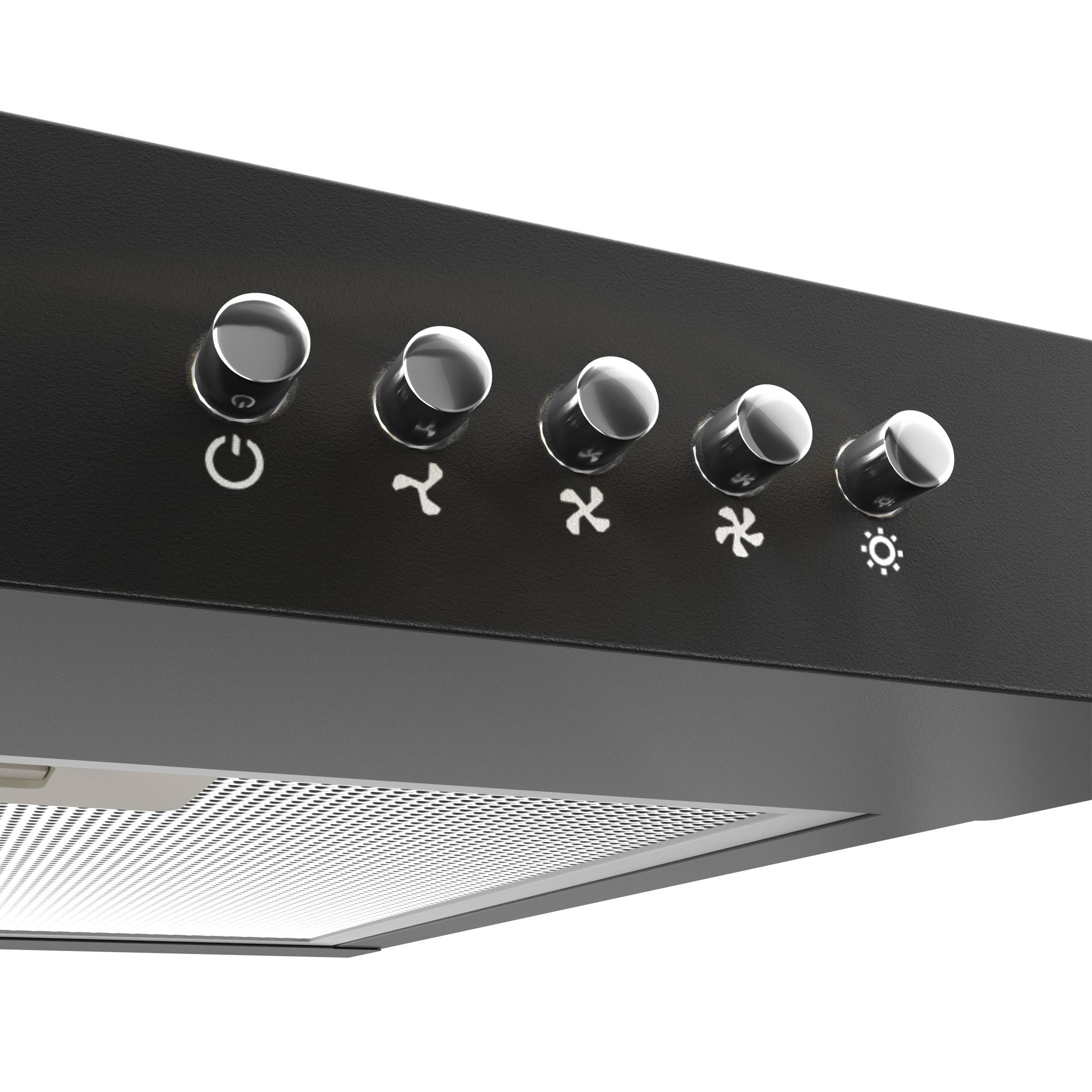 CIARRA CBCB6903D Campana Extractora Cocina 60 cm Clase A+ Negra | Cocina extractora integrada para Armario 3 Niveles de Potencia con Filtro de Carbón CBCF009