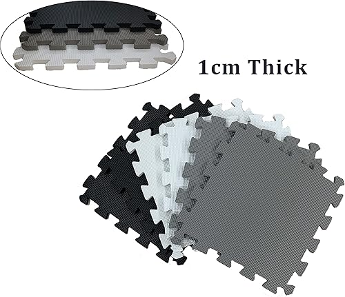 Miniatura 3 de Tapete de juego de espuma de 16 piezas con borde, azulejos entrelazados, azulejos de espuma para niños, tapete de juego de rompecabezas, tapetes de
