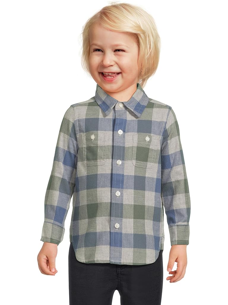 Multi Janie and Jack Plaid Twill Button Down Shirt (Infant)