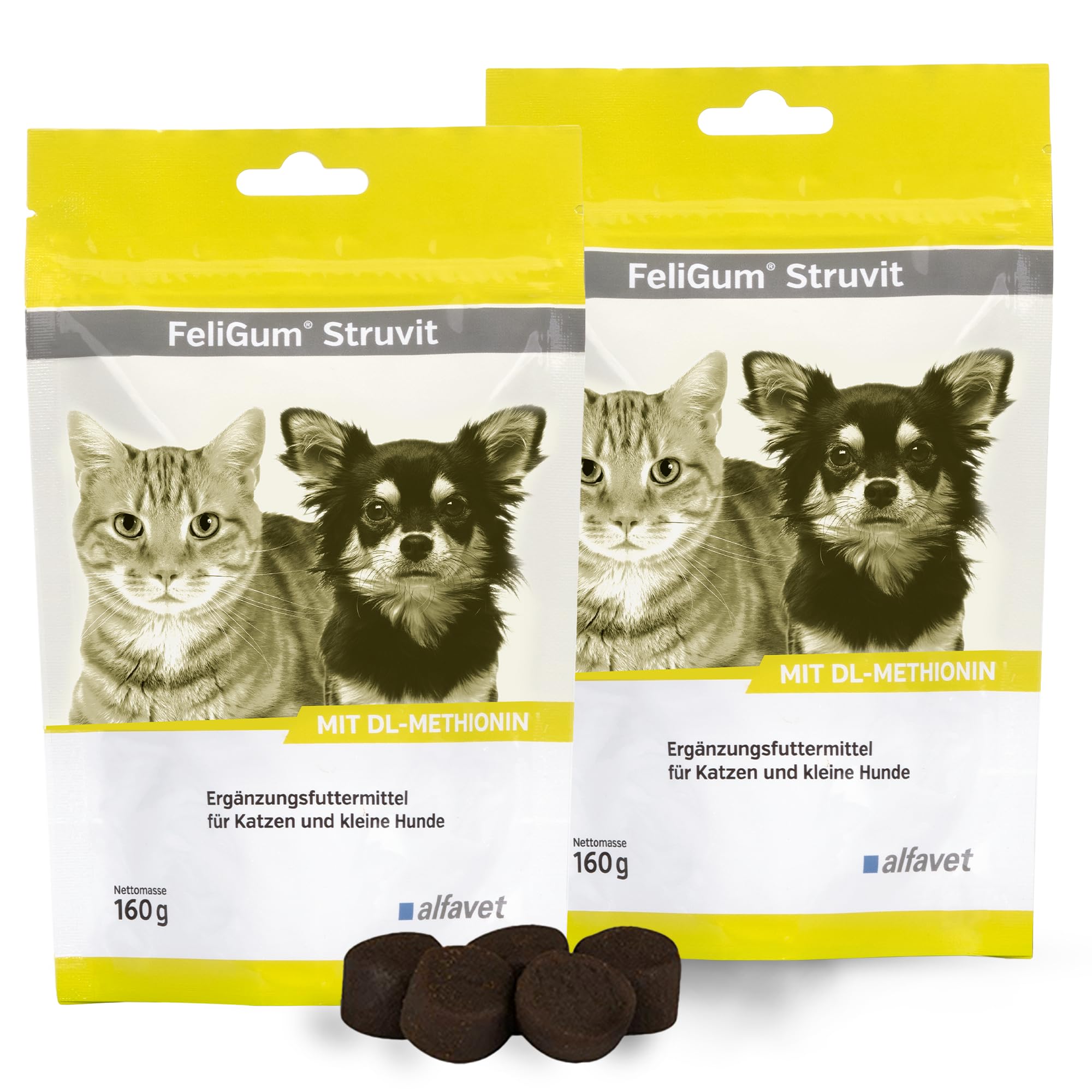 alfavet Feligum Struvit, Doppelpack, Kaudrops zur Auflösung von Struvitsteinen, Katzen und kleine Hunde, 2 x 160g