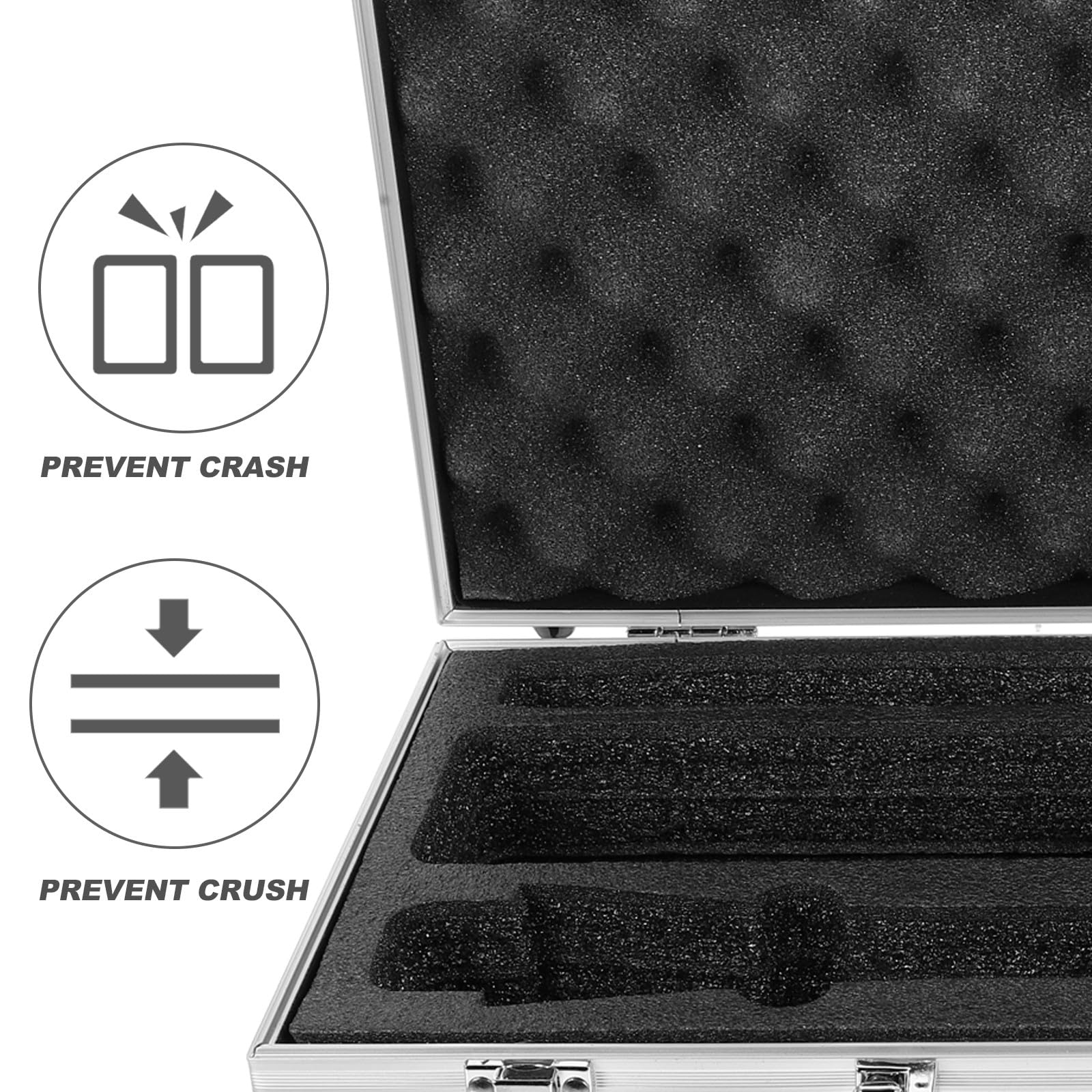 Custodia per Urti Resistente e Agli in Strato in Spugna Interno di Portatile Lega Alluminio Leggera Piccoli Microfono Dispositivi Cavi Uso Outdoor