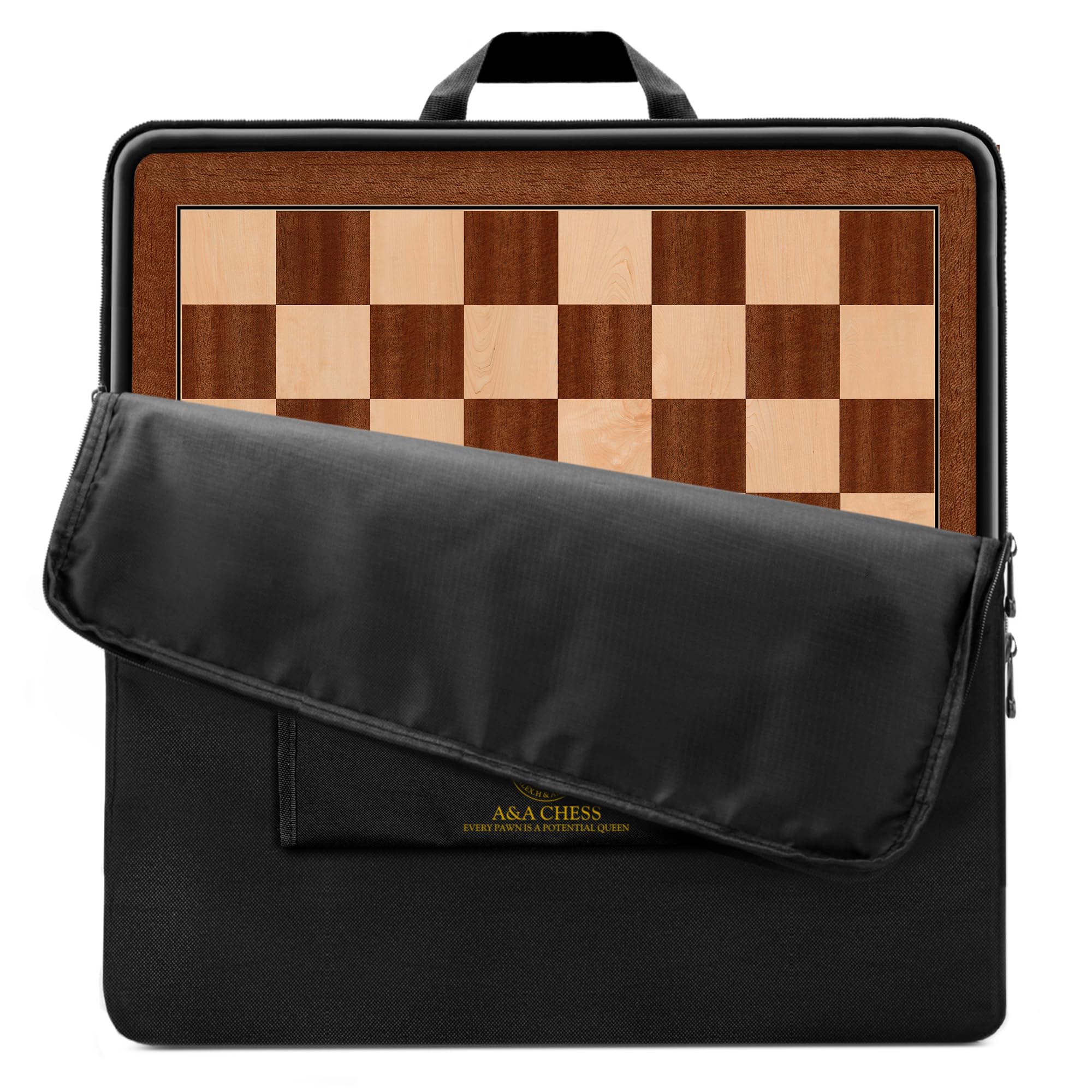 A&A 21.25" Professional Wooden Tournament Chess Board/Mahogany & Maple Inlaid / 2.25" Squares w/o Notation