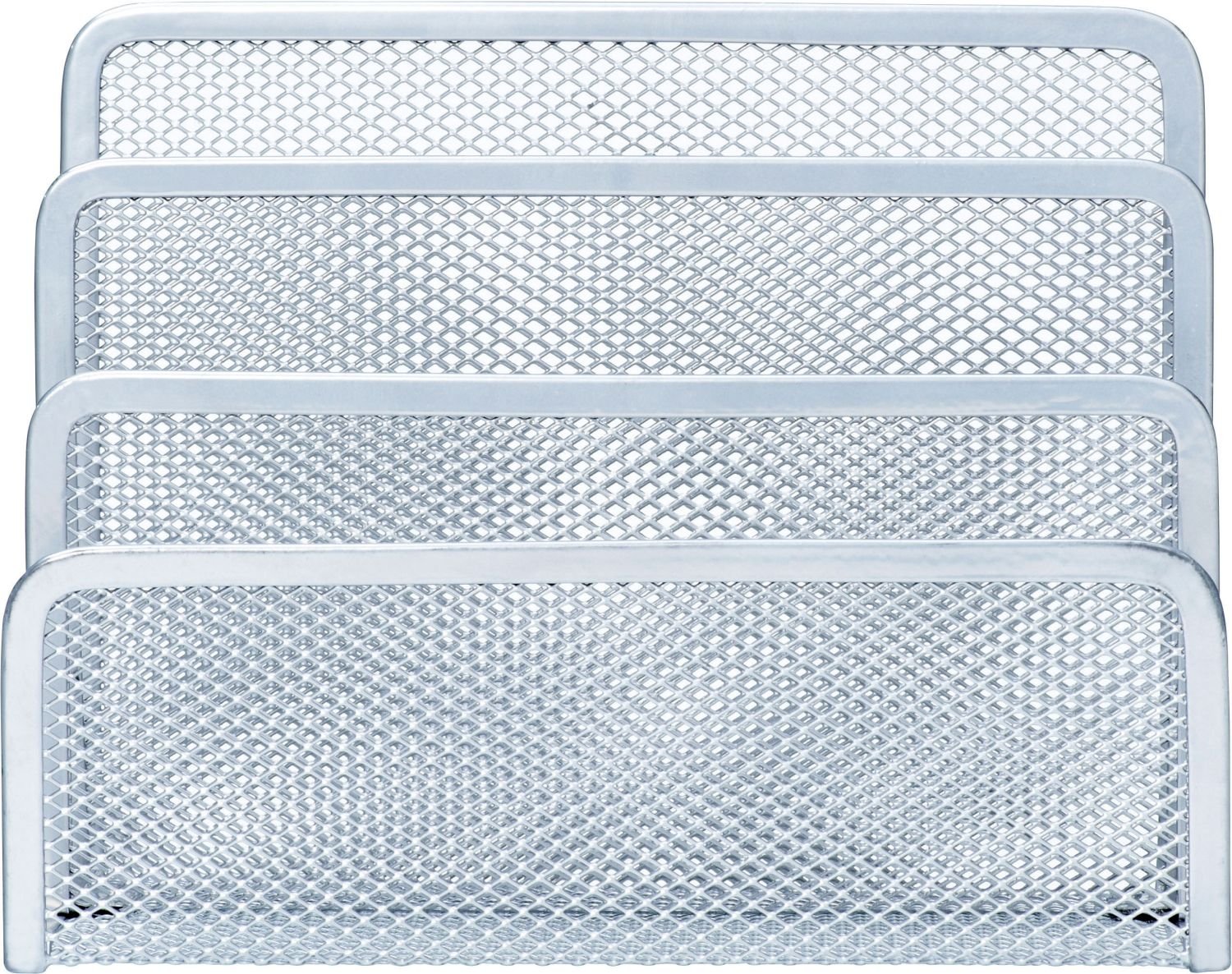 Porta-lettere a 3 scomparti in metallo 140 x 70 x 97 mm argento