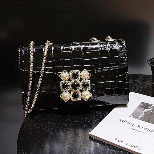 Miniatura 4 de UTOTEBAG Bolsos cruzados para mujer, bolso pequeño de piel sintética, bolso de hombro de moda, bolso de noche con correa de cadena