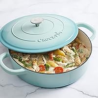 Vista 5 de Crock Pot Artisan - Cacerola de hierro fundido esmaltado con tapa, 5 cuartos de galón, azul aguamarina