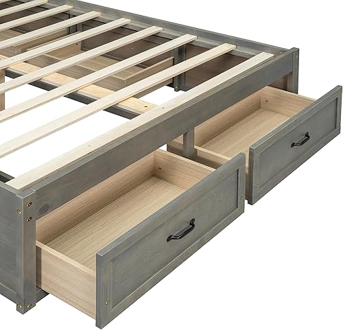 Miniatura 126 de SOFTSEA Cama de almacenamiento de tamaño individual con cajones de almacenamiento, no necesita somier (cereza) Cereza,Blanco,Gris (Antique