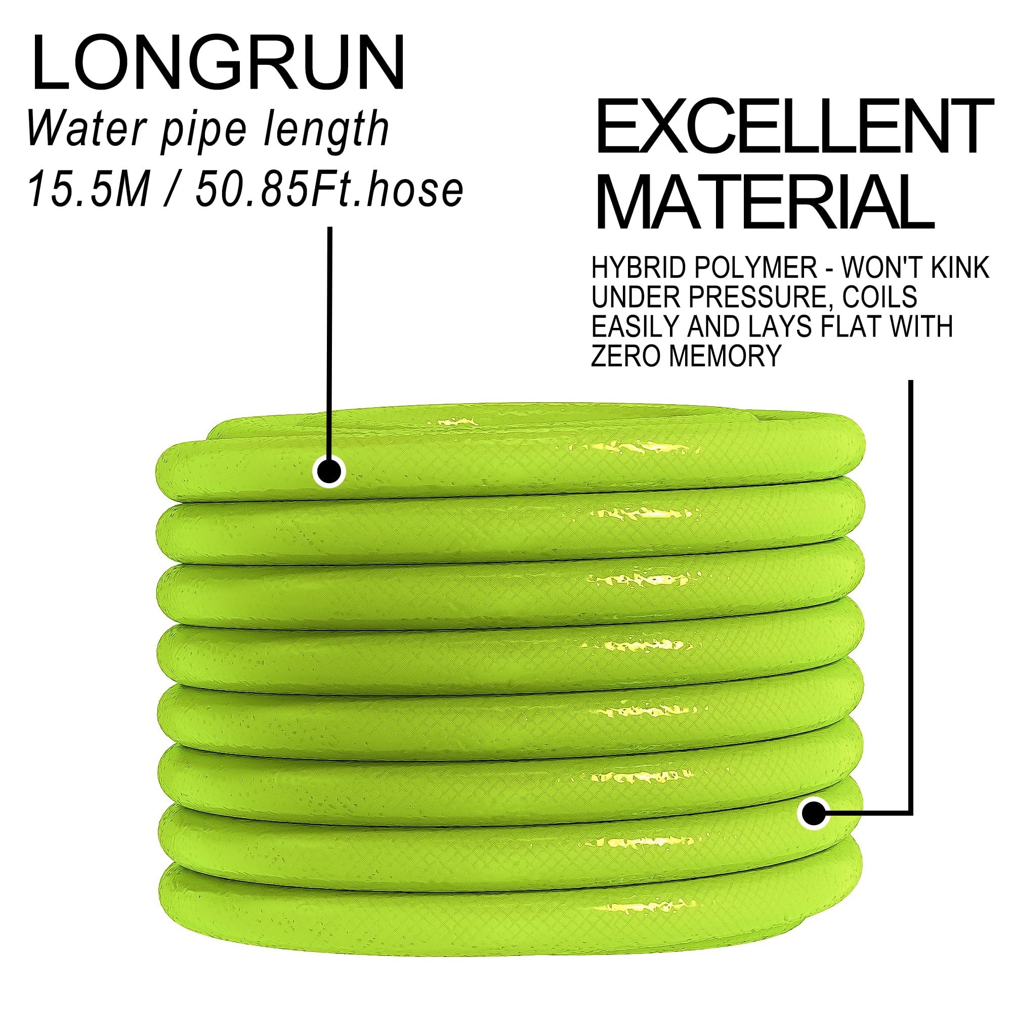 LONGRUN 15,5 m giallo stagno giardino tubo avvolgitubo