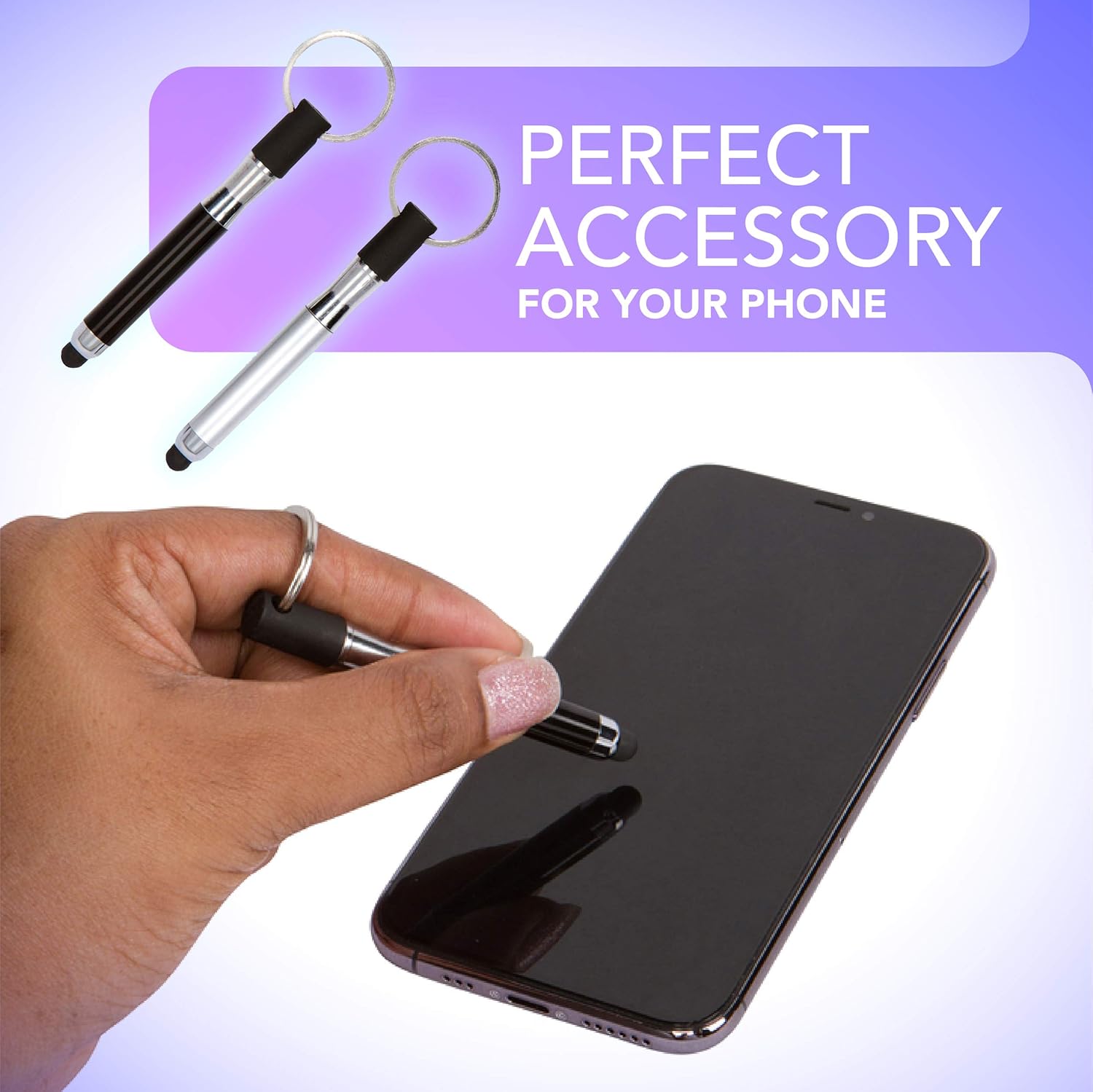 Buy Stylus Pen Keychain (2 Pack) No Touch, 2in1 Accessory Mini