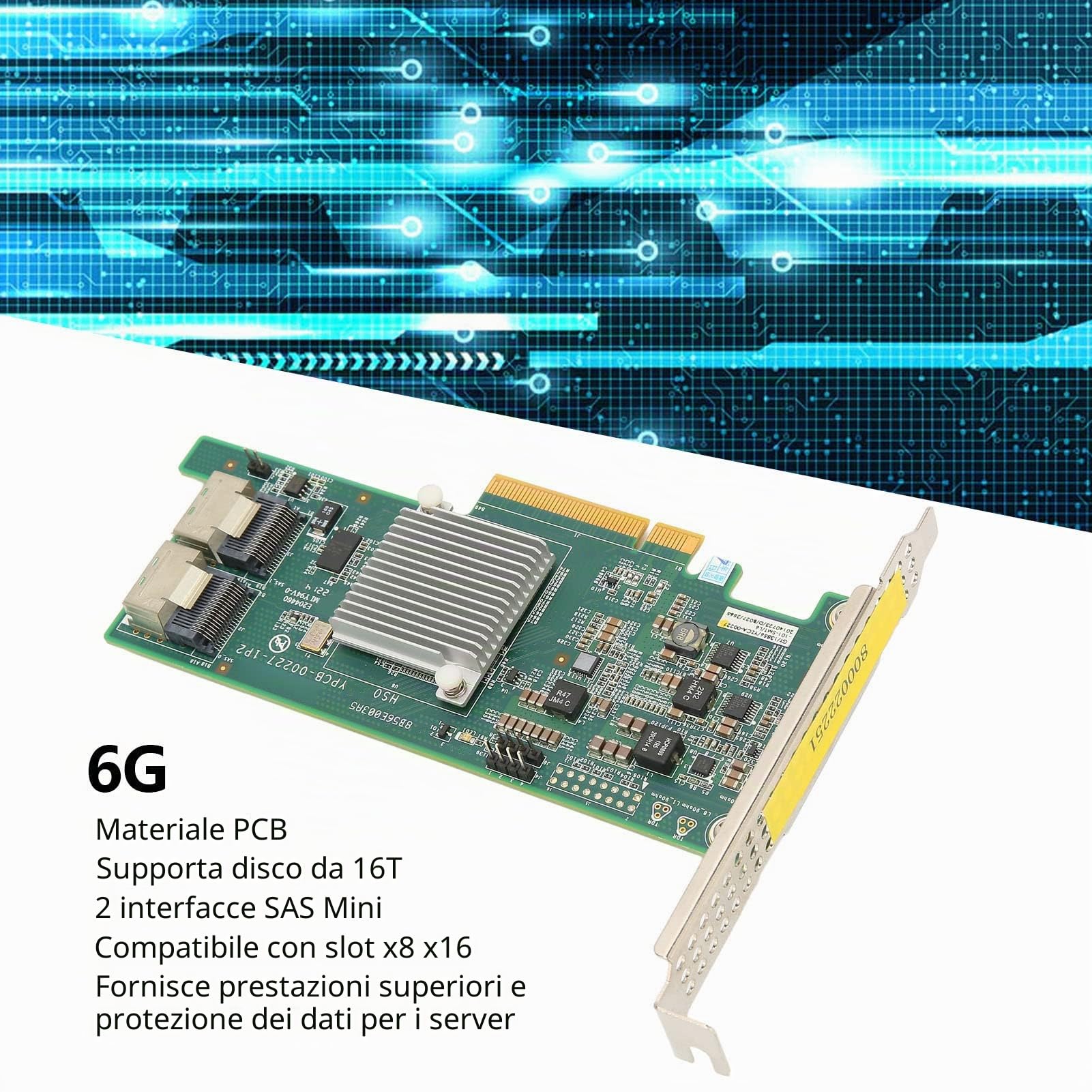 Scheda Array PCI E X8 SAS2308 6G 2 SAS Mini Interfaccia SATA3, Scheda Array Disco HBA Compatibile con Disco 16T, per Dischi Server