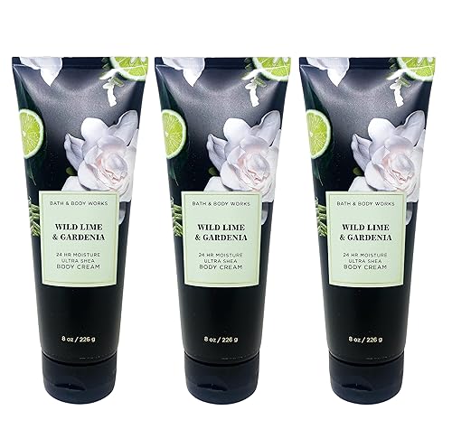 Bath & Body Works Wild Lime & Gardenia Paquete de 3 Crema Corporal Ultra Karité