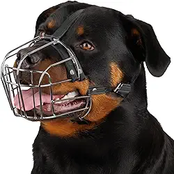 BRONZEDOG Cesto para focinheira de cesta Rottweiler tiras de couro ajustáveis (G)