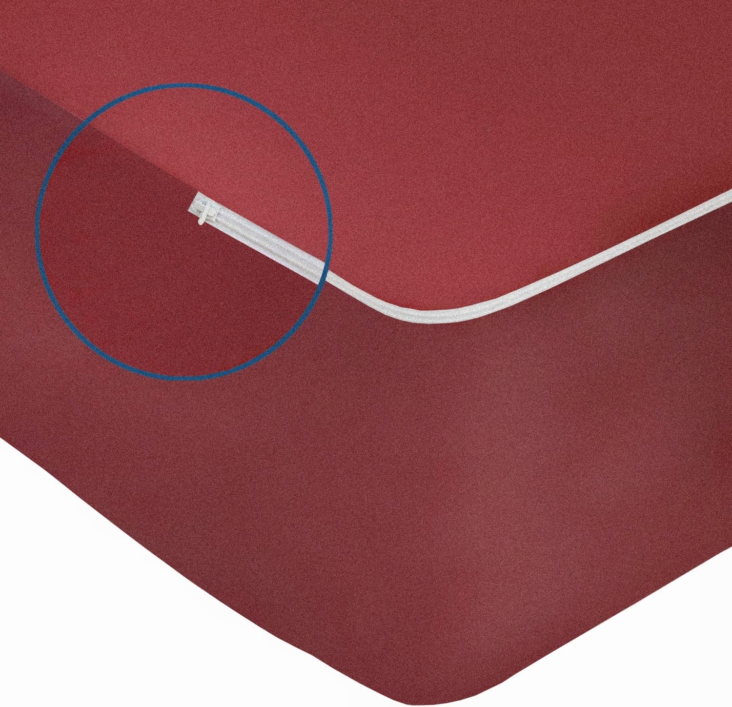 Trance Home Linen All Six Side 100% Waterproof Cotton Terry Zippered Chain Mattress Protector | 360° Bed Bug Protection - Dust Mite Proof - Waterproof Bed Protector (75x48x6 inch, Maroon) 3