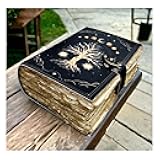 400 Pages Blank Spell Book of Shadows Journal Tree of Life Printed Witchcraft Supplies Wiccan Notebook Handmade Vintage Deckled Paper Grimoire Journal Vintage Journal , Fat Journal Witchy Gifts Women Celestial Gifts Vintage Gifts For Men & Women