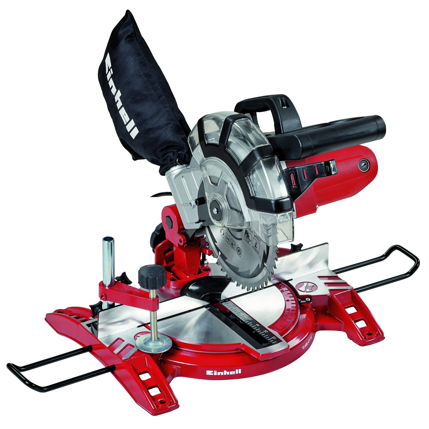 Einhell Scie à onglet radiale TC-MS 2112 (1600 W, Largeur de coupe maximale : 120 mm, Tête de scie inclinable, Sac à poussière et blocage de sécurité) VERSION KIT avec Piètement Universel