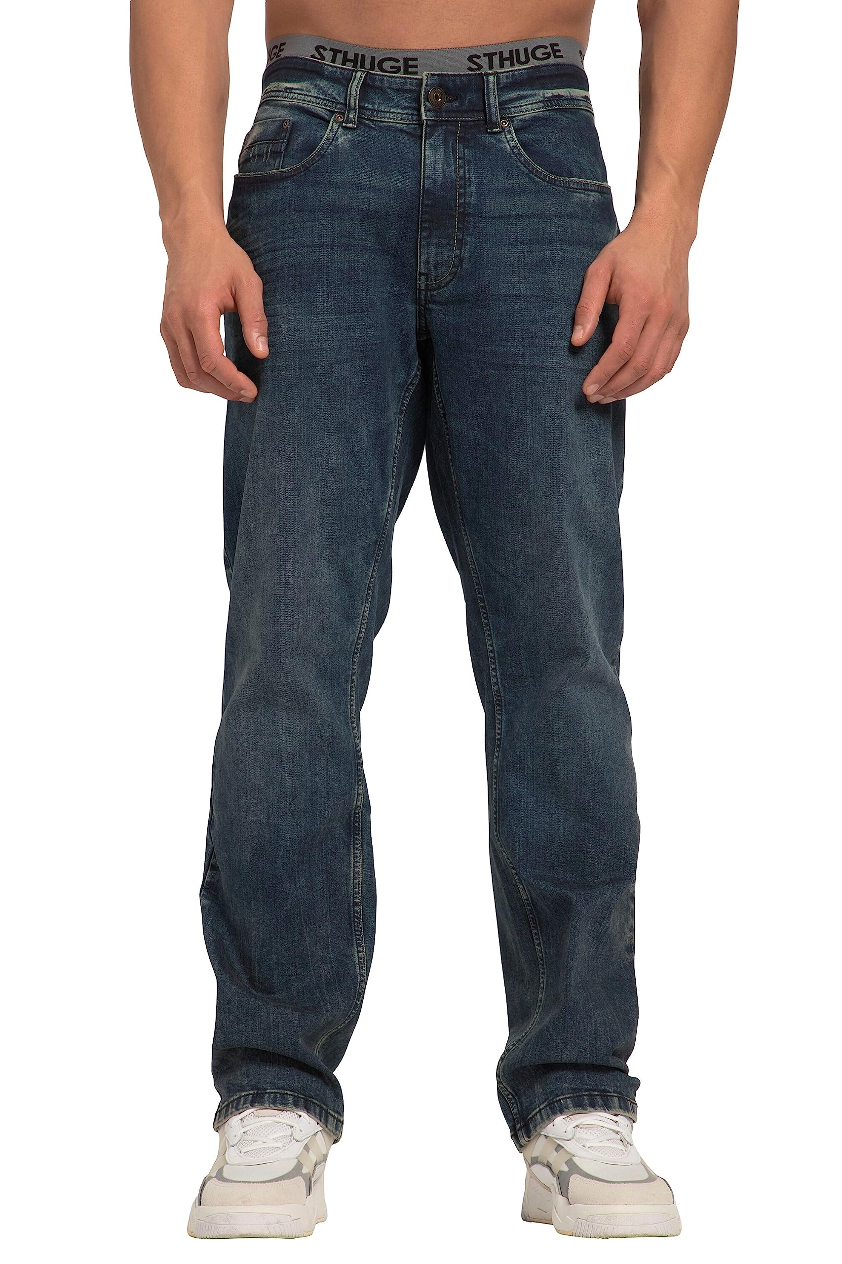 STHUGE Jeans, Loose Fit, Dirty Wash, 5-Pocket 820664