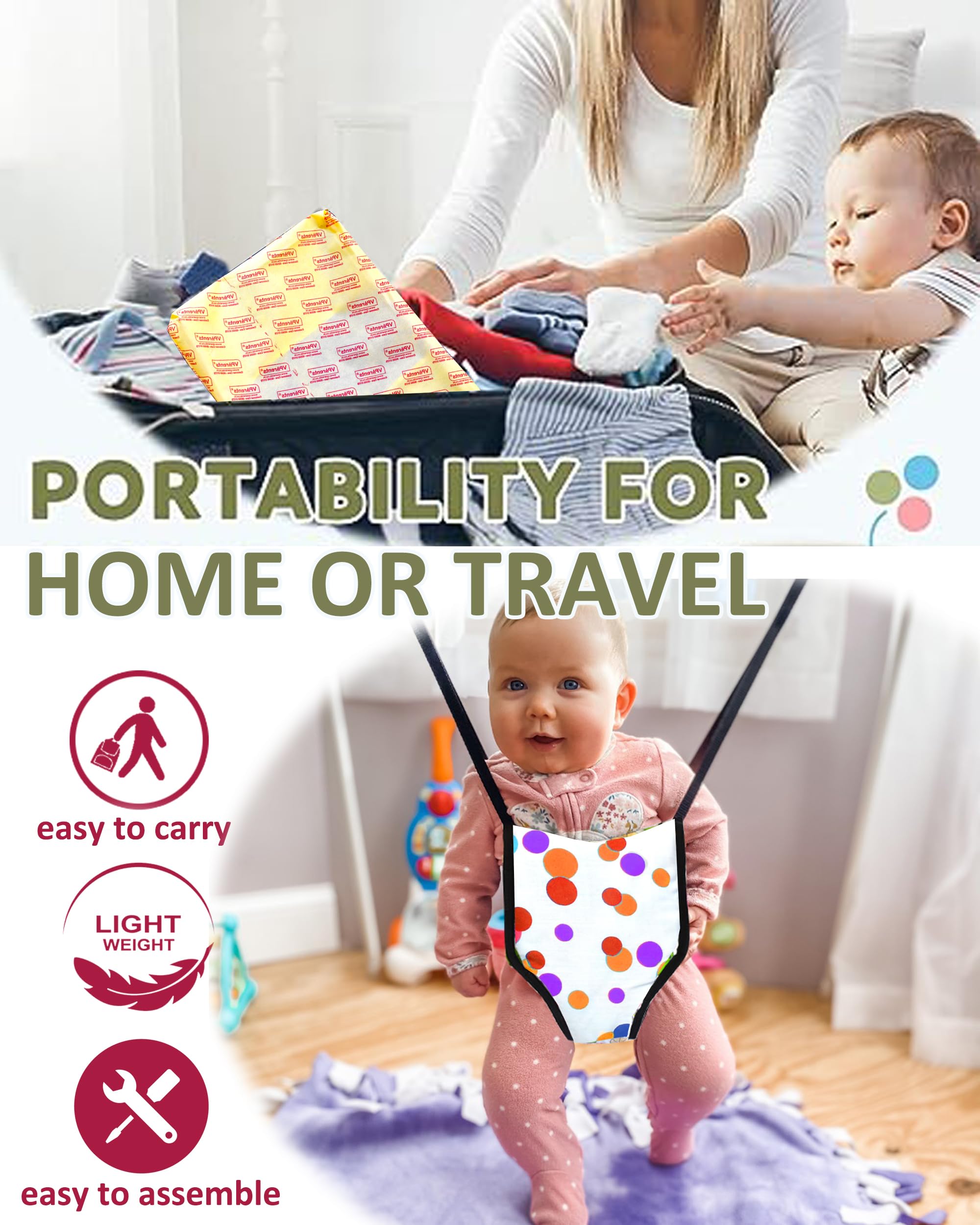 Vparents 2 in 1 Toddler Jumper Cum Baby Walking Harness Function, Fun Activity for 6-12 Months Infant Preemiee (Orange) 3