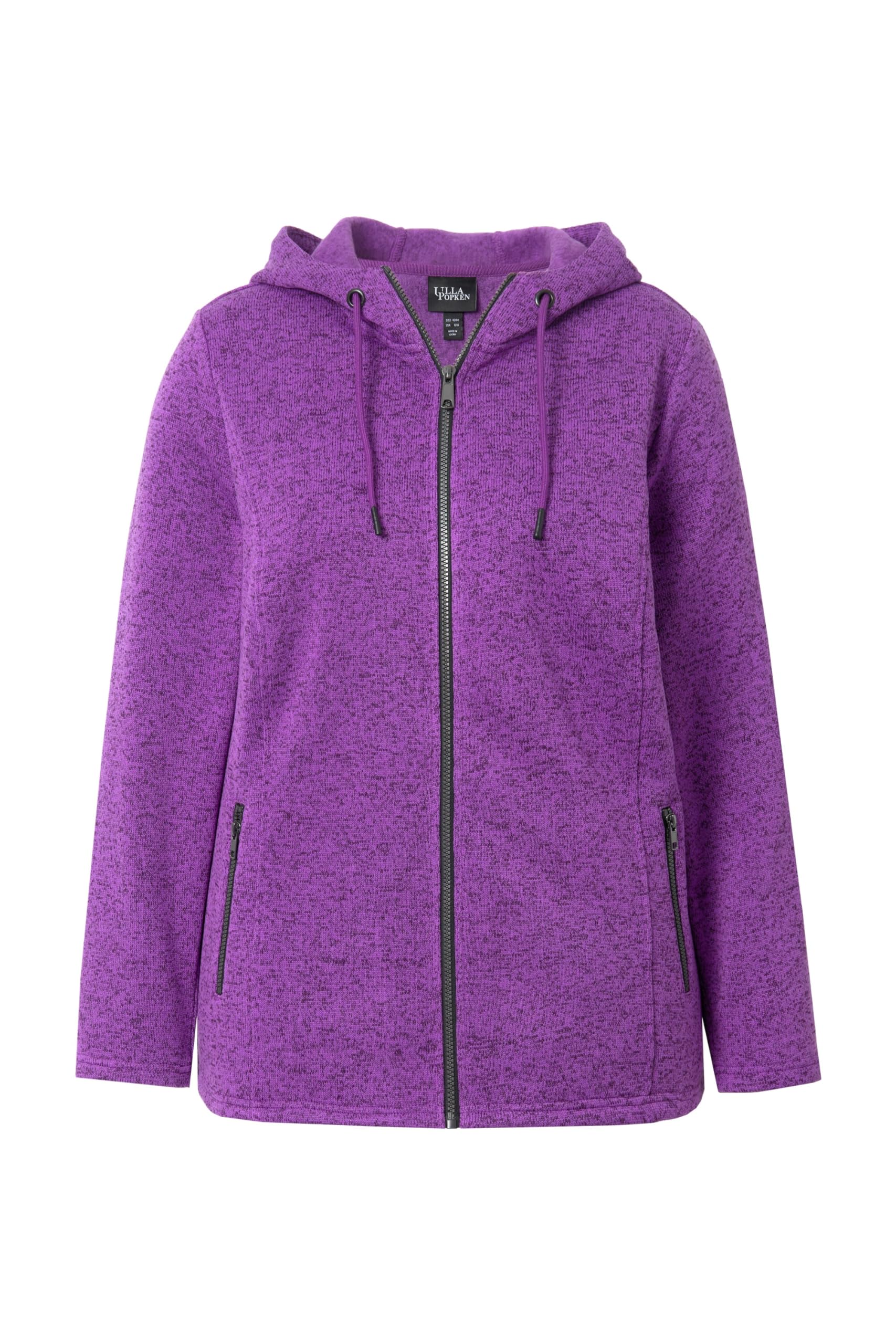 Ulla Popken bluzy z zamkiem błyskawicznym Kobiety Strickfleece-jacke, Kapuze, Reißverschlusstaschen