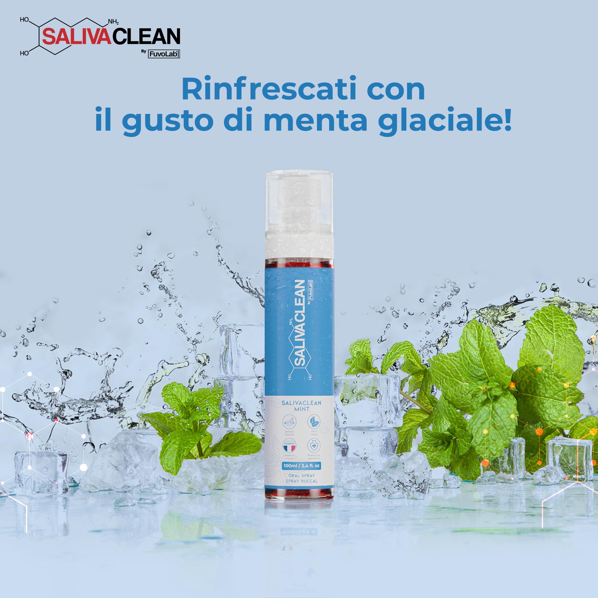 SalivaClean Anti-THC Spray Orale 100 ml Menta | Detox Salivare Istantaneo | Detergente Orale e di Saliva | Spray Detox Anti THC