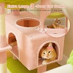 PAWZ Road Flower Cat Tree, 72 Inches Large Cat Tower with Steel Frame Hammock and 7 Scratching Posts, Tall Cat Tree with 2 Condos and Perches for Large Indoor Cats - Pink
