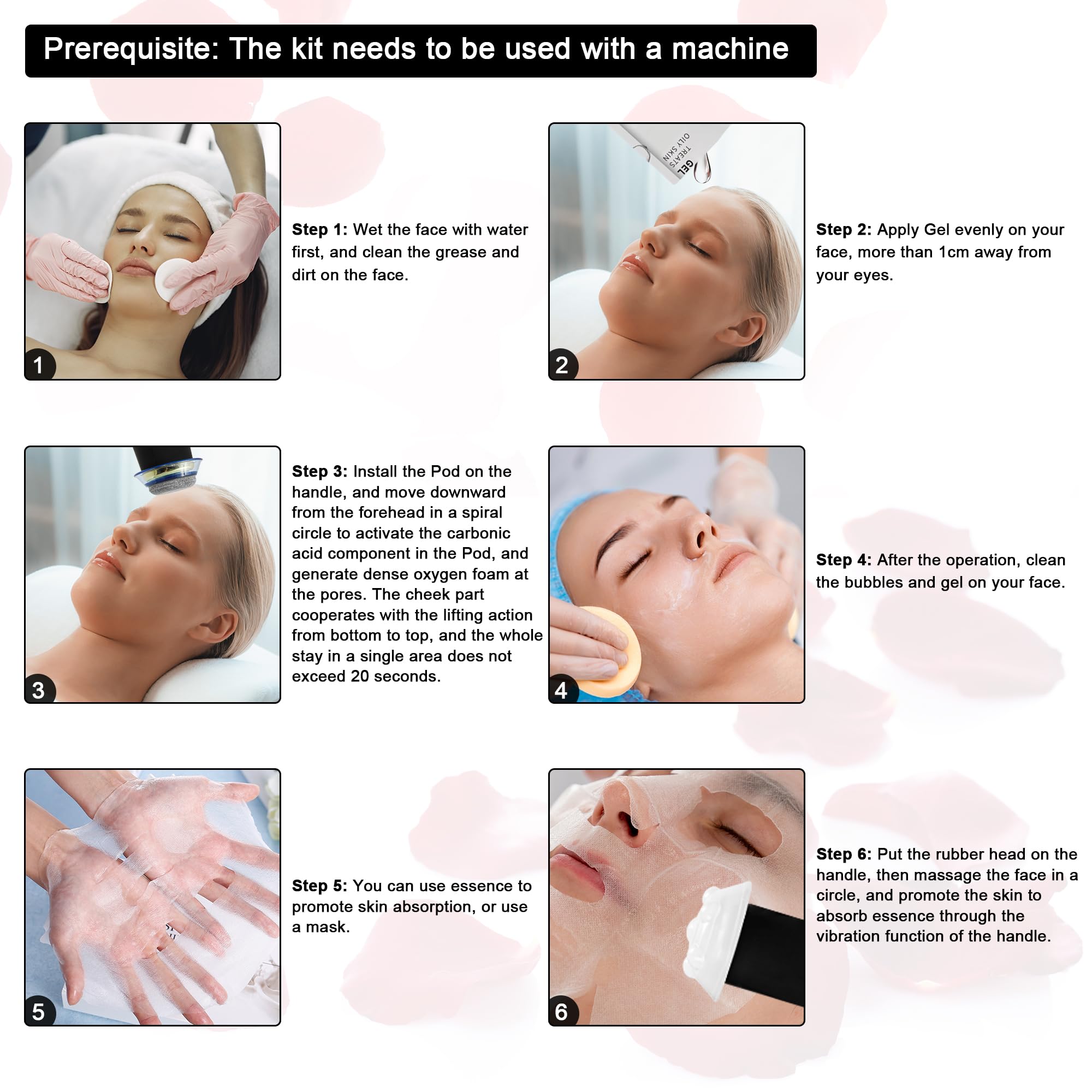 Kit facial CO₂ Elitzia - 6 ensembles/boîte pour machine faciale à oxygène CO₂, régulation des peaux grasses et amélioration de la texture de la peau ETDGEL7 (Formule Régulatrice)